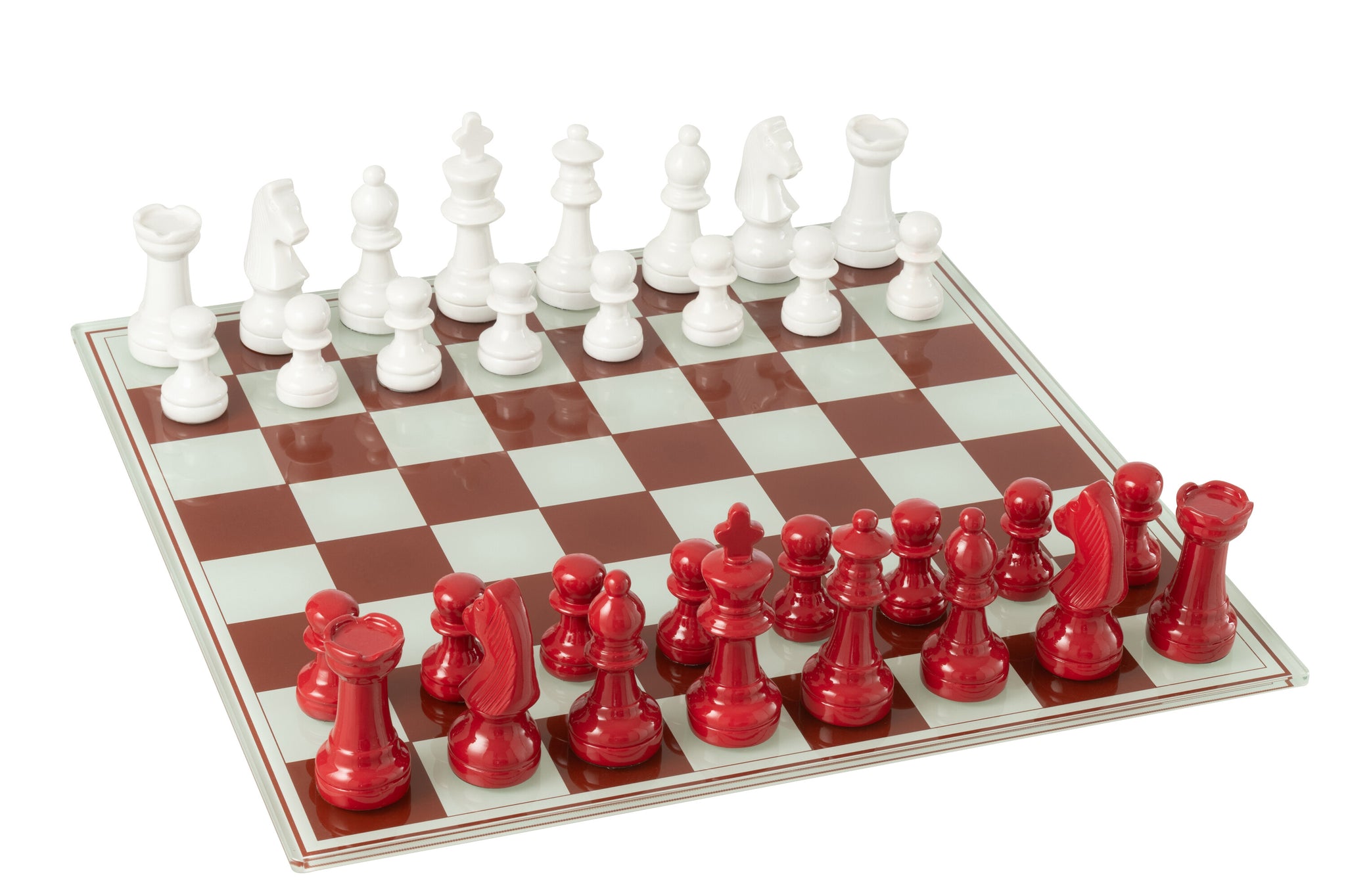 Jeu d'Échecs en Polyrésine Blanc & Rouge – Jeu décoratif, minimaliste & chic | J-Line
