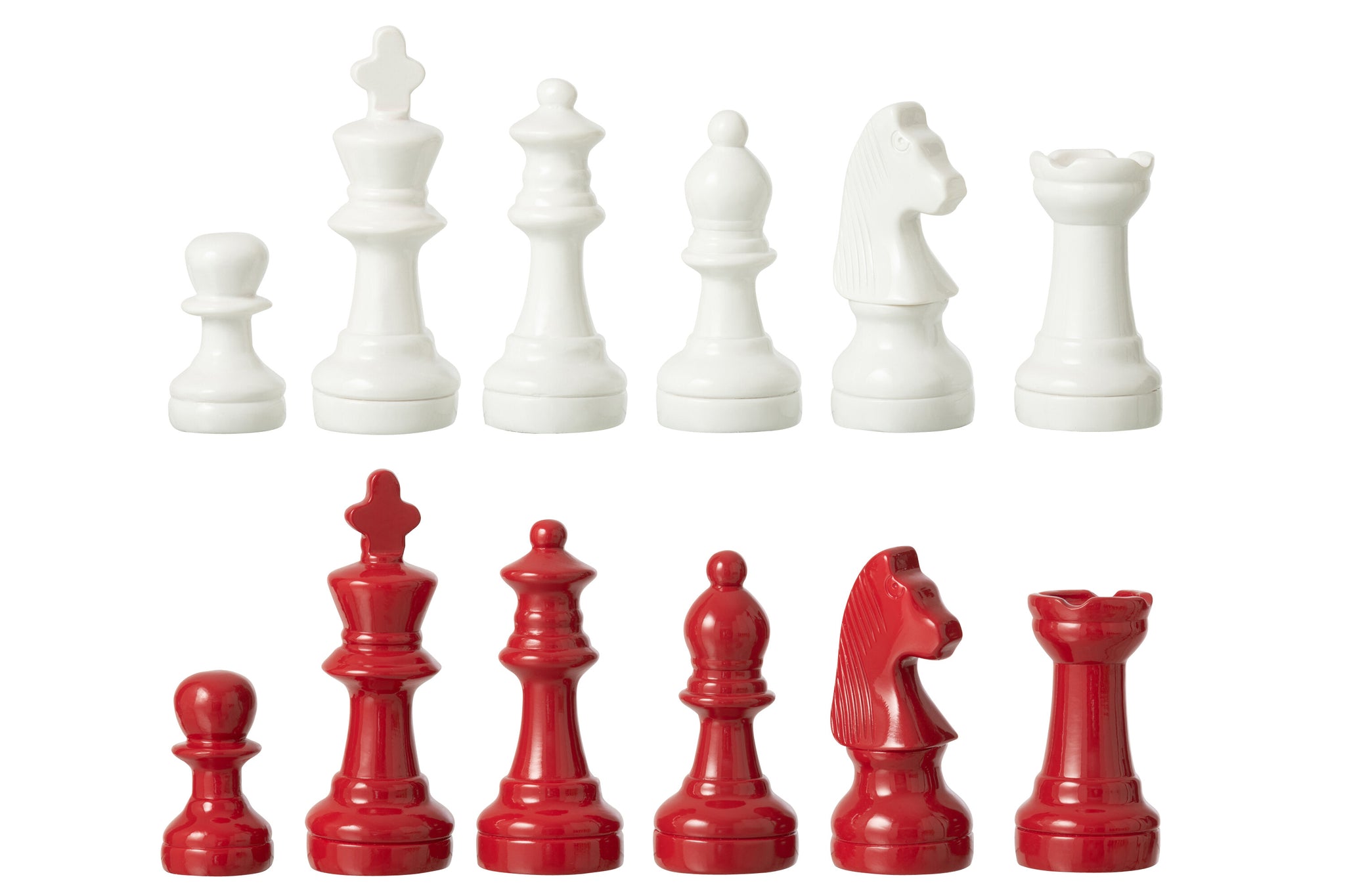 Jeu d'Échecs en Polyrésine Blanc & Rouge – Jeu décoratif, minimaliste & chic | J-Line