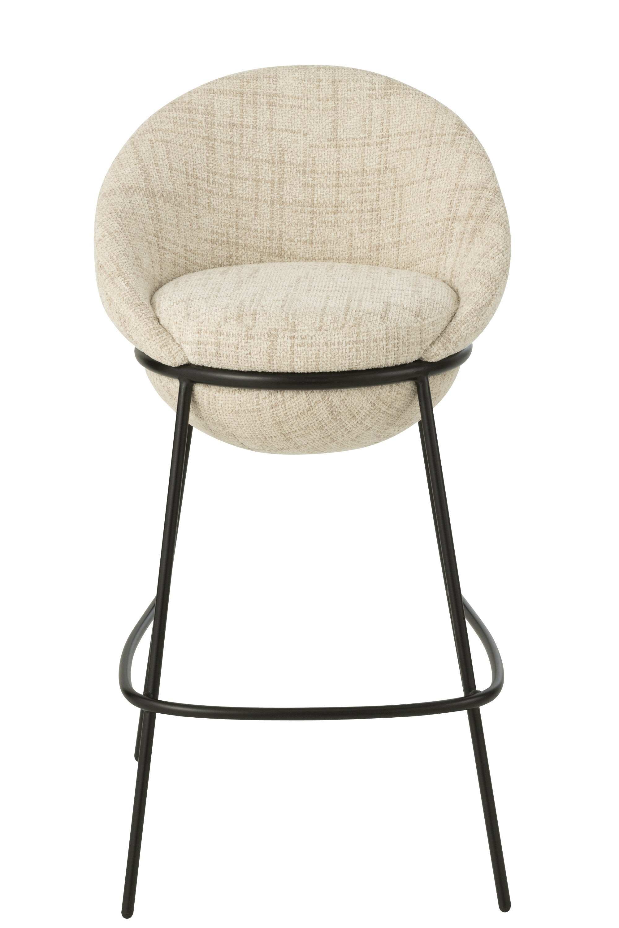 Tabouret de bar “Bergen” – Tissu beige, structure métal noir | J-Line