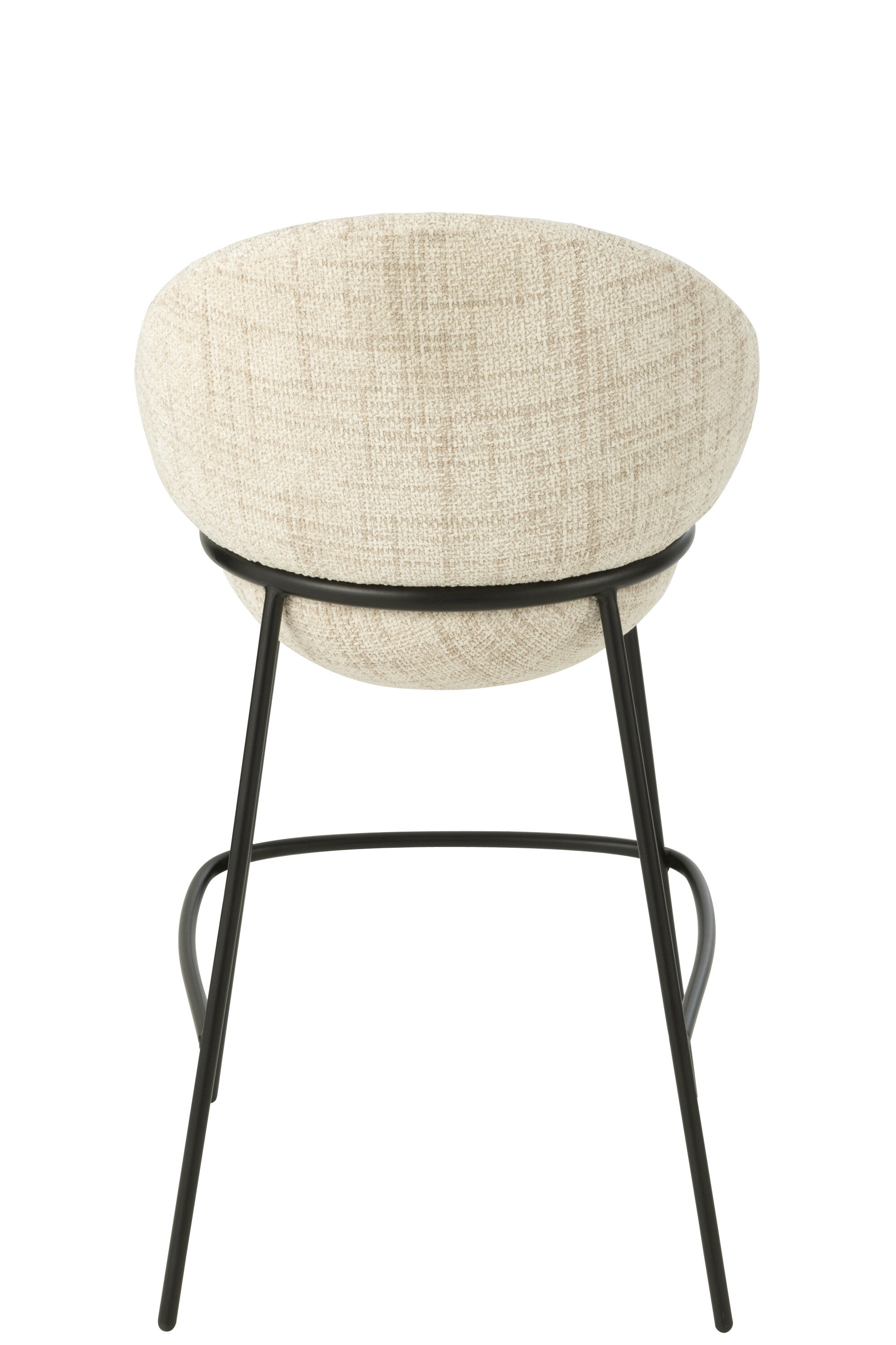 Tabouret de bar “Bergen” – Tissu beige, structure métal noir | J-Line