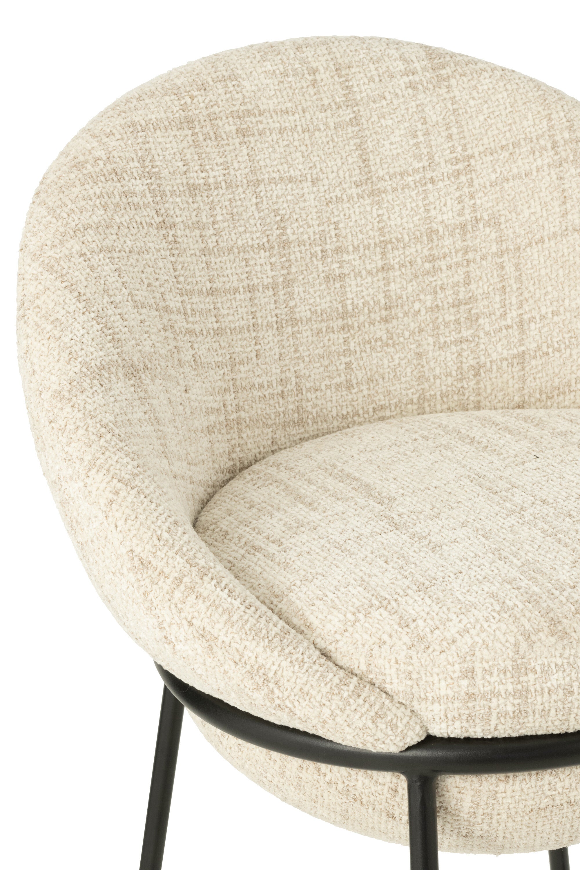 Tabouret de bar “Bergen” – Tissu beige, structure métal noir | J-Line