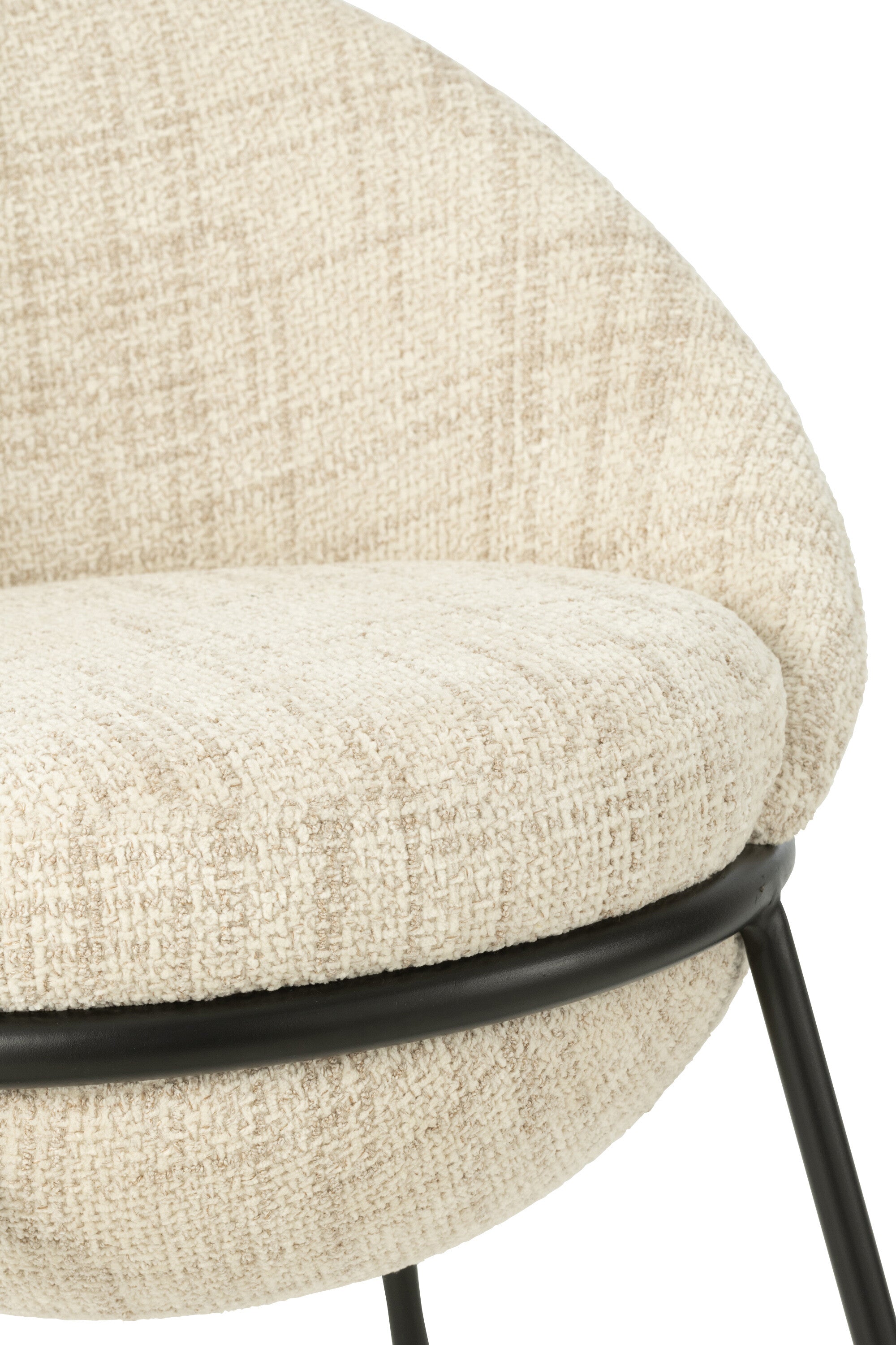Tabouret de bar “Bergen” – Tissu beige, structure métal noir | J-Line