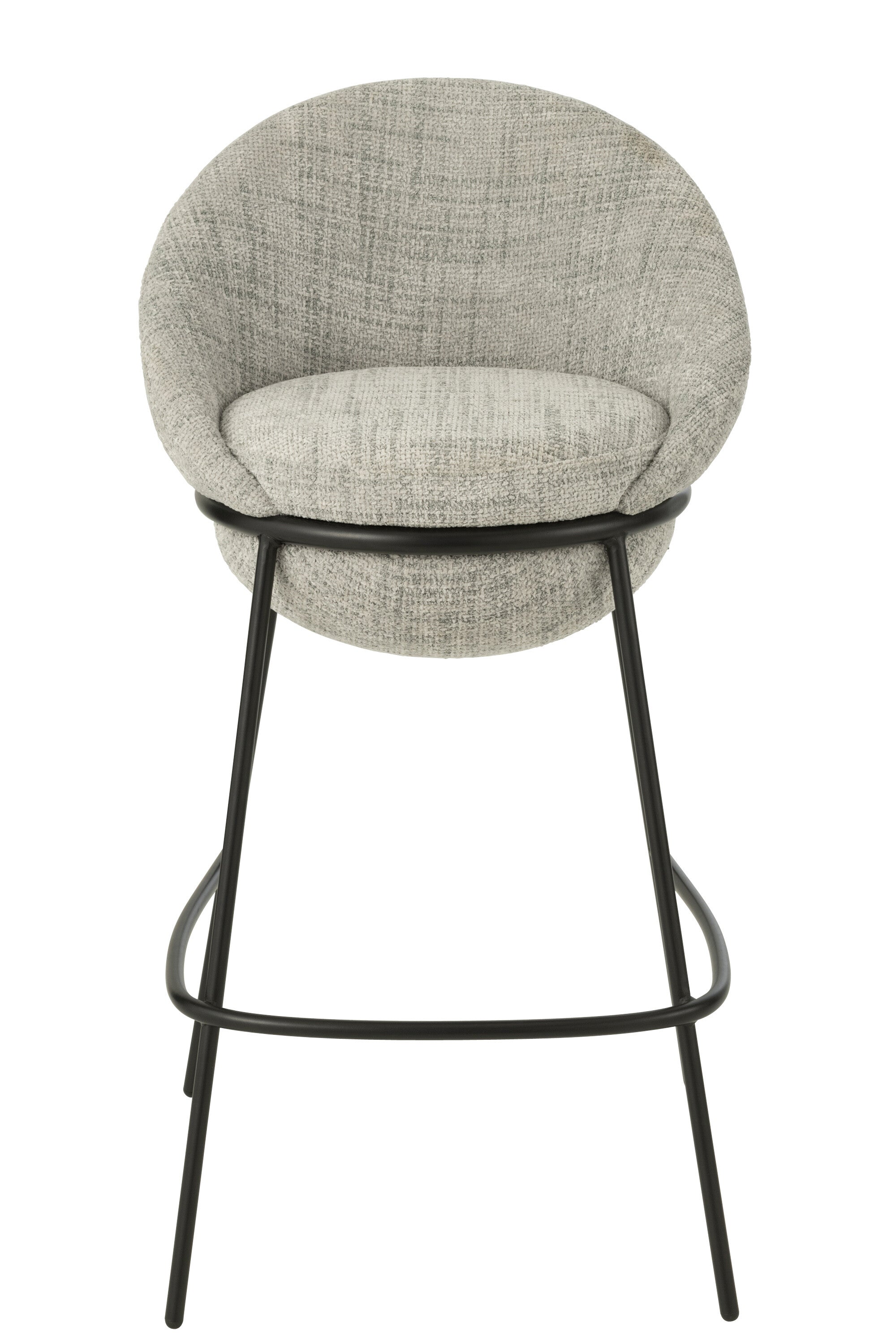 Tabouret de bar “Bergen” – Tissu gris, structure métal noir | J-Line