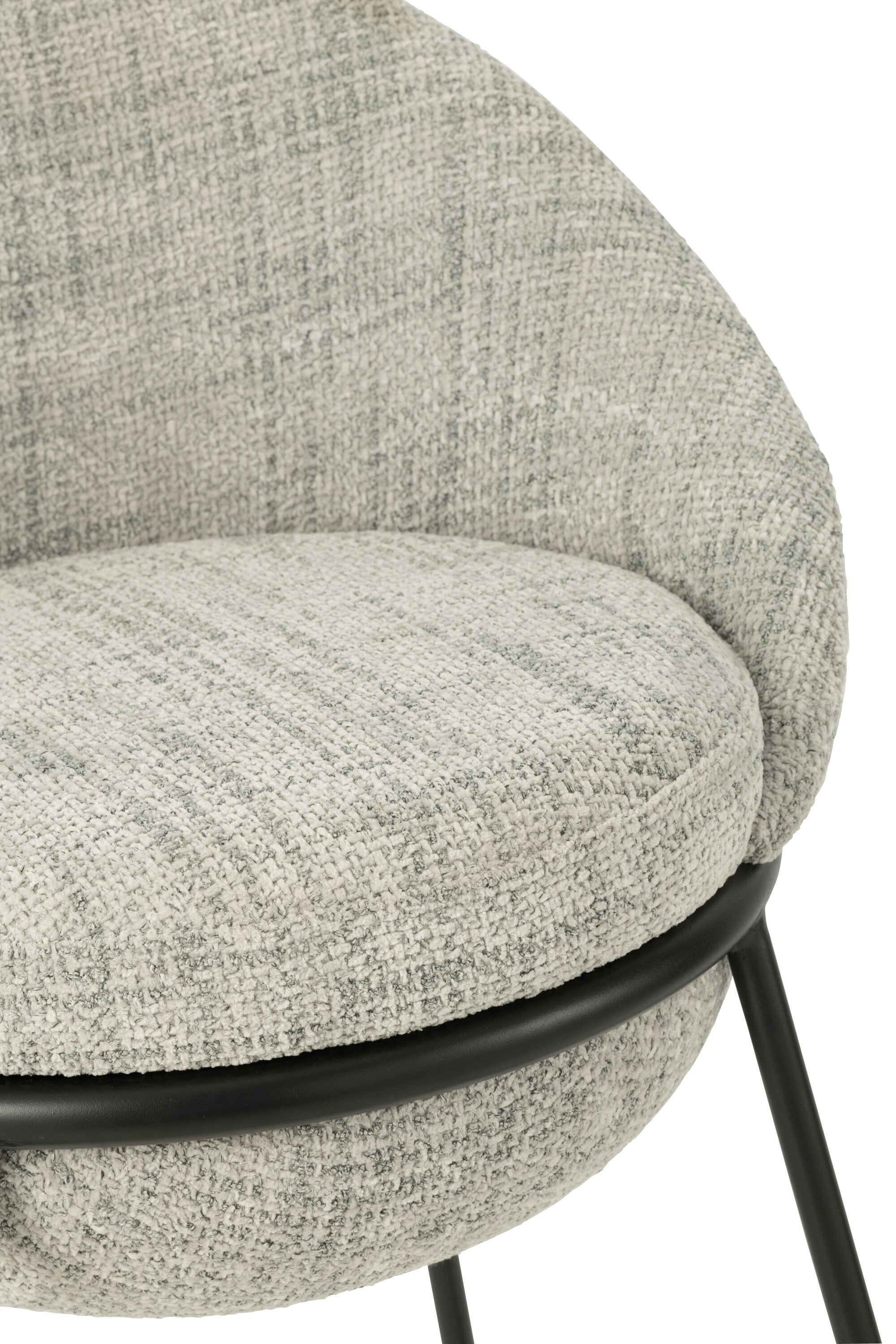 Tabouret de bar “Bergen” – Tissu gris, structure métal noir | J-Line