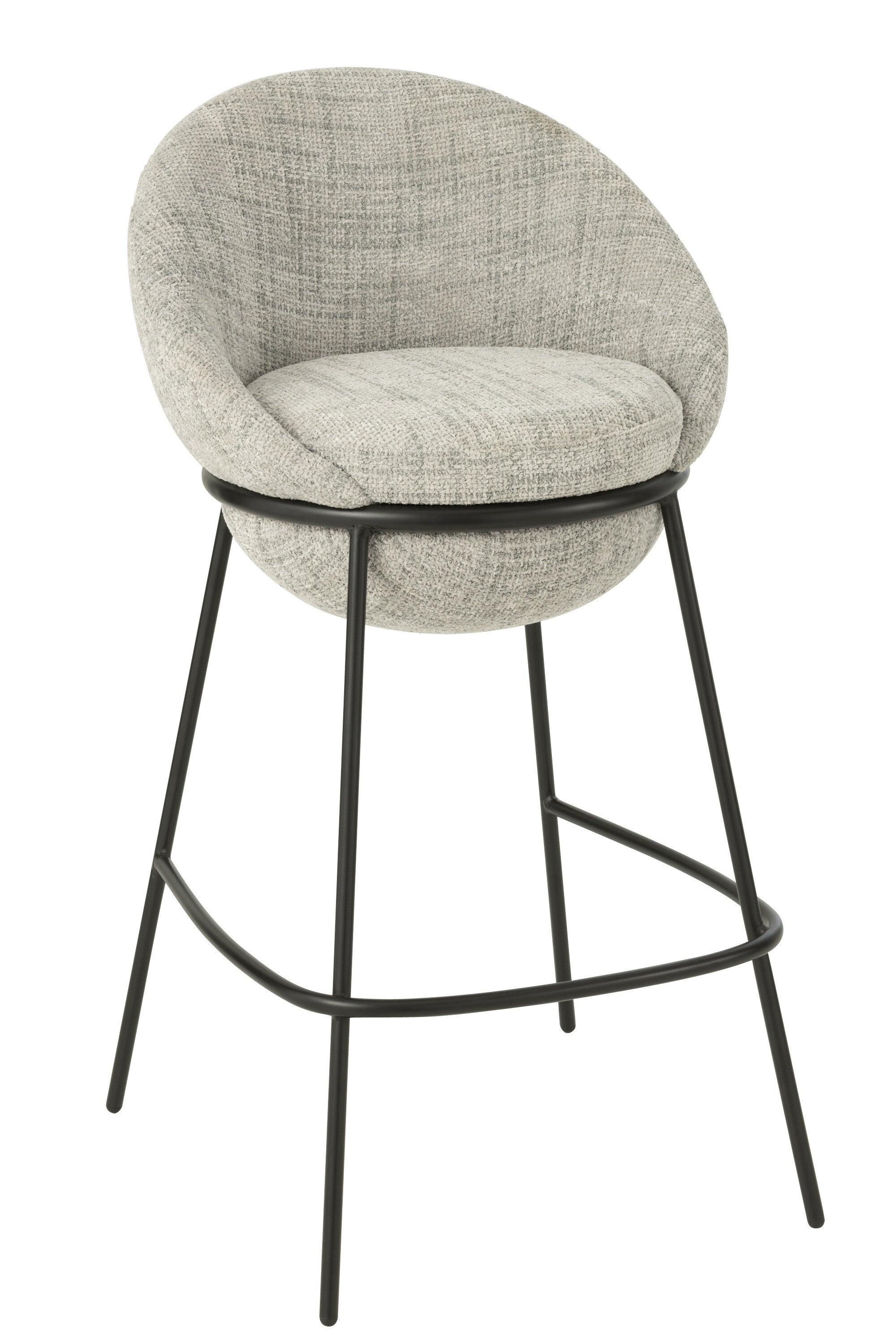 Tabouret de bar “Bergen” – Tissu gris, structure métal noir | J-Line