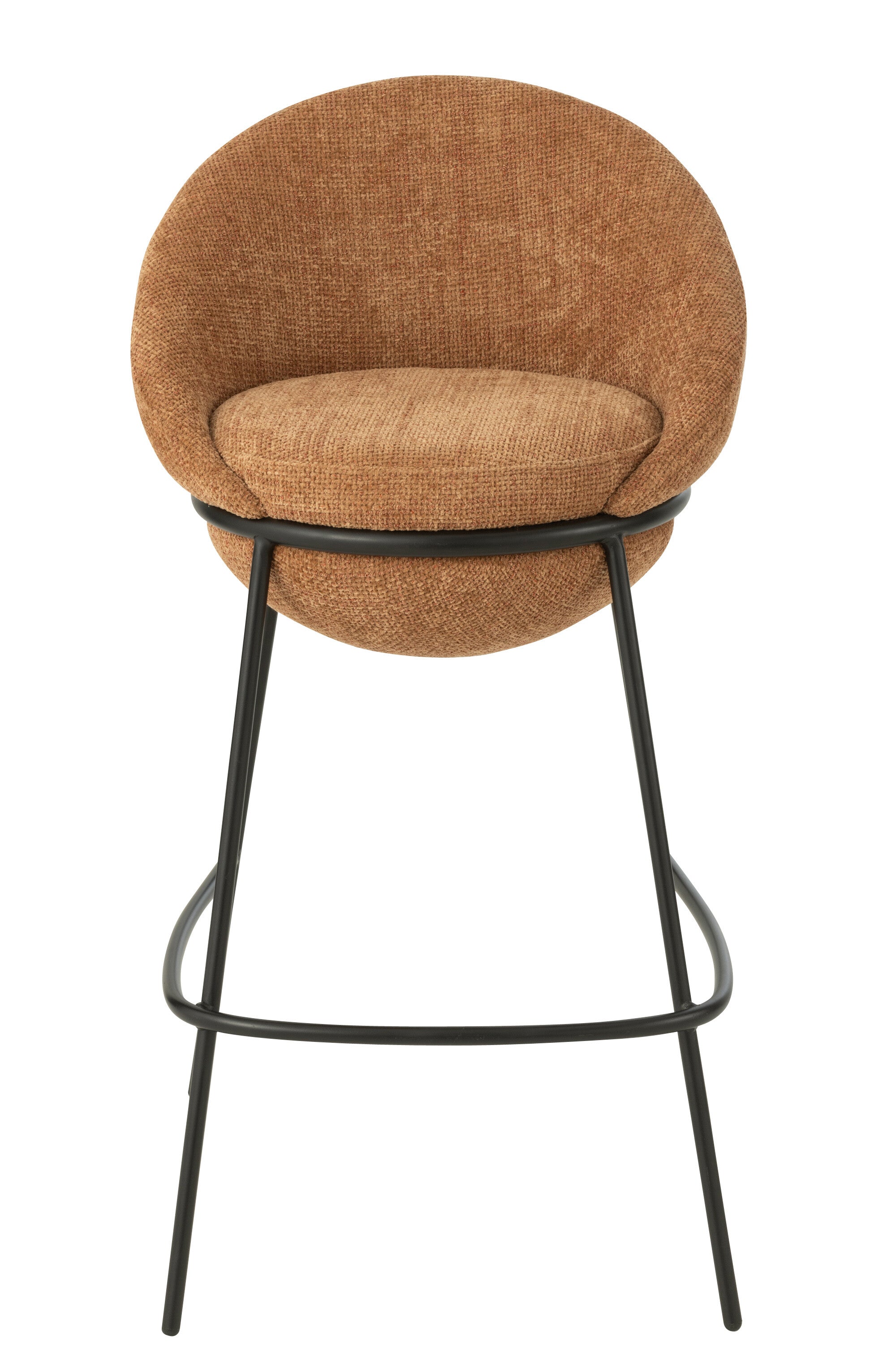 Tabouret de bar “Bergen” – Tissu terracota, structure métal noir | J-Line