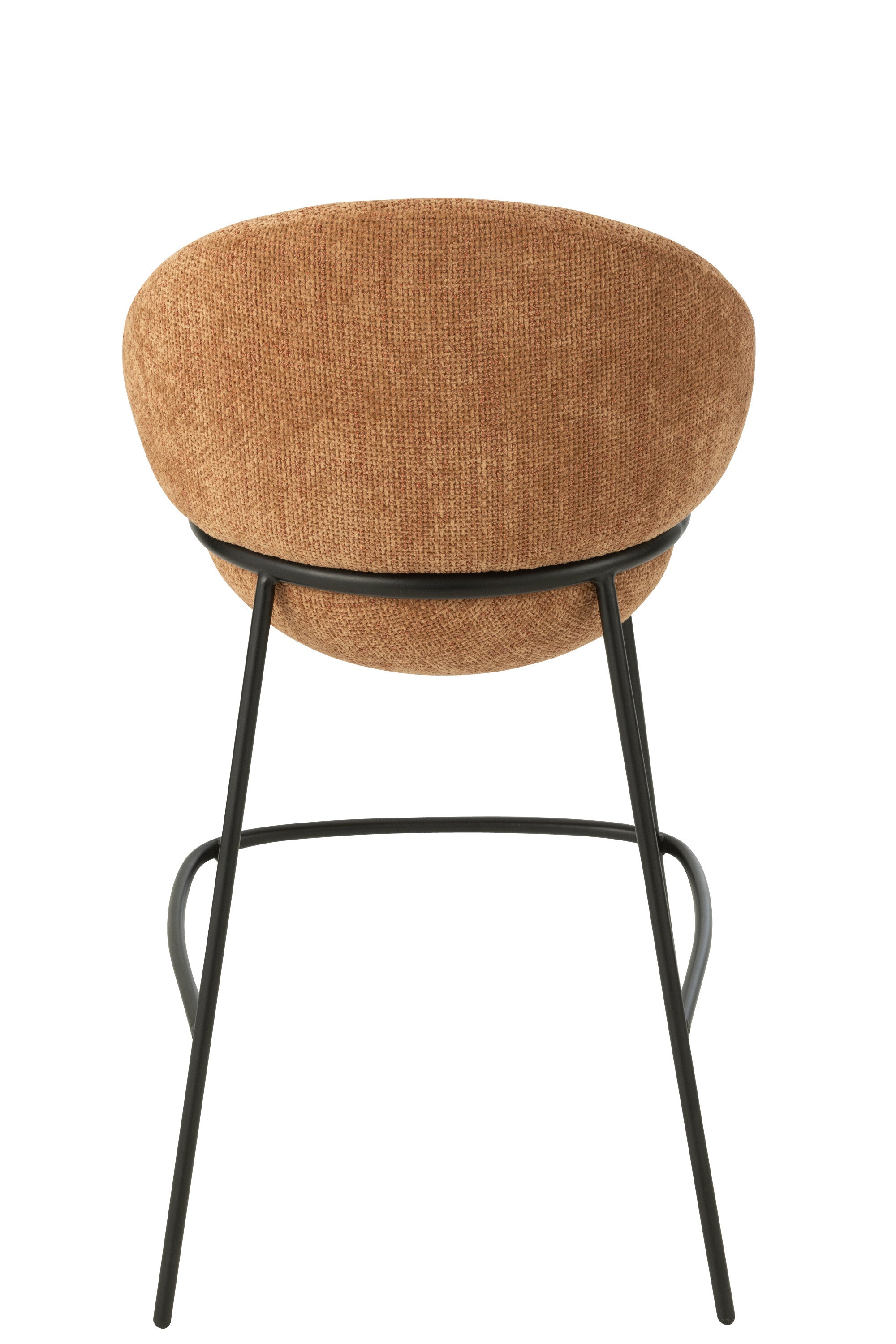 Tabouret de bar “Bergen” – Tissu terracota, structure métal noir | J-Line