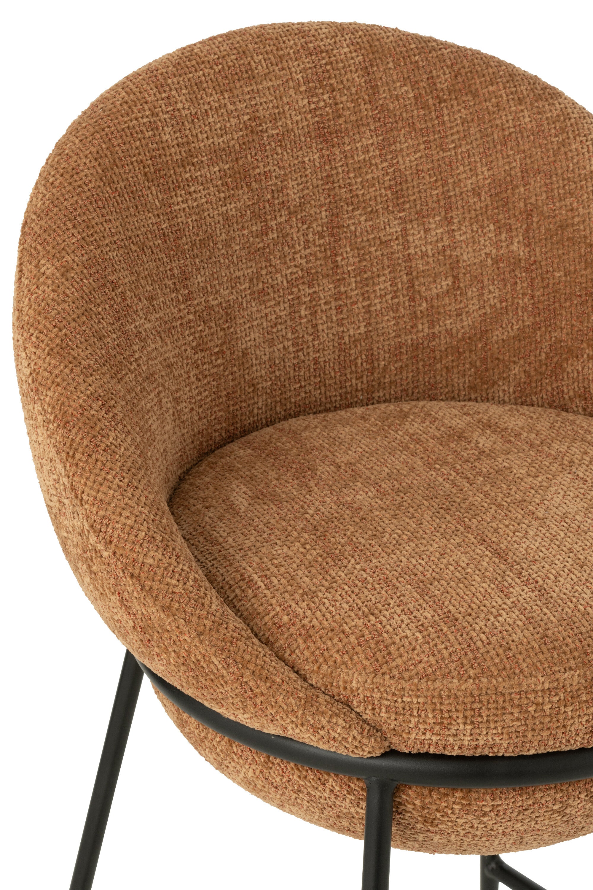 Tabouret de bar “Bergen” – Tissu terracota, structure métal noir | J-Line