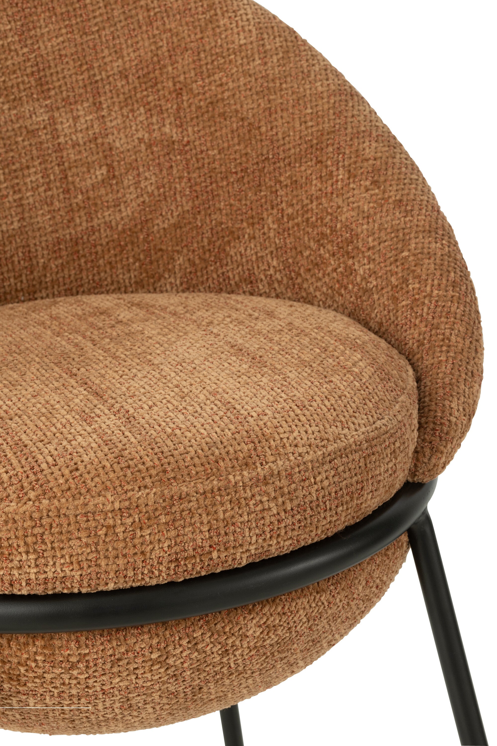 Tabouret de bar “Bergen” – Tissu terracota, structure métal noir | J-Line