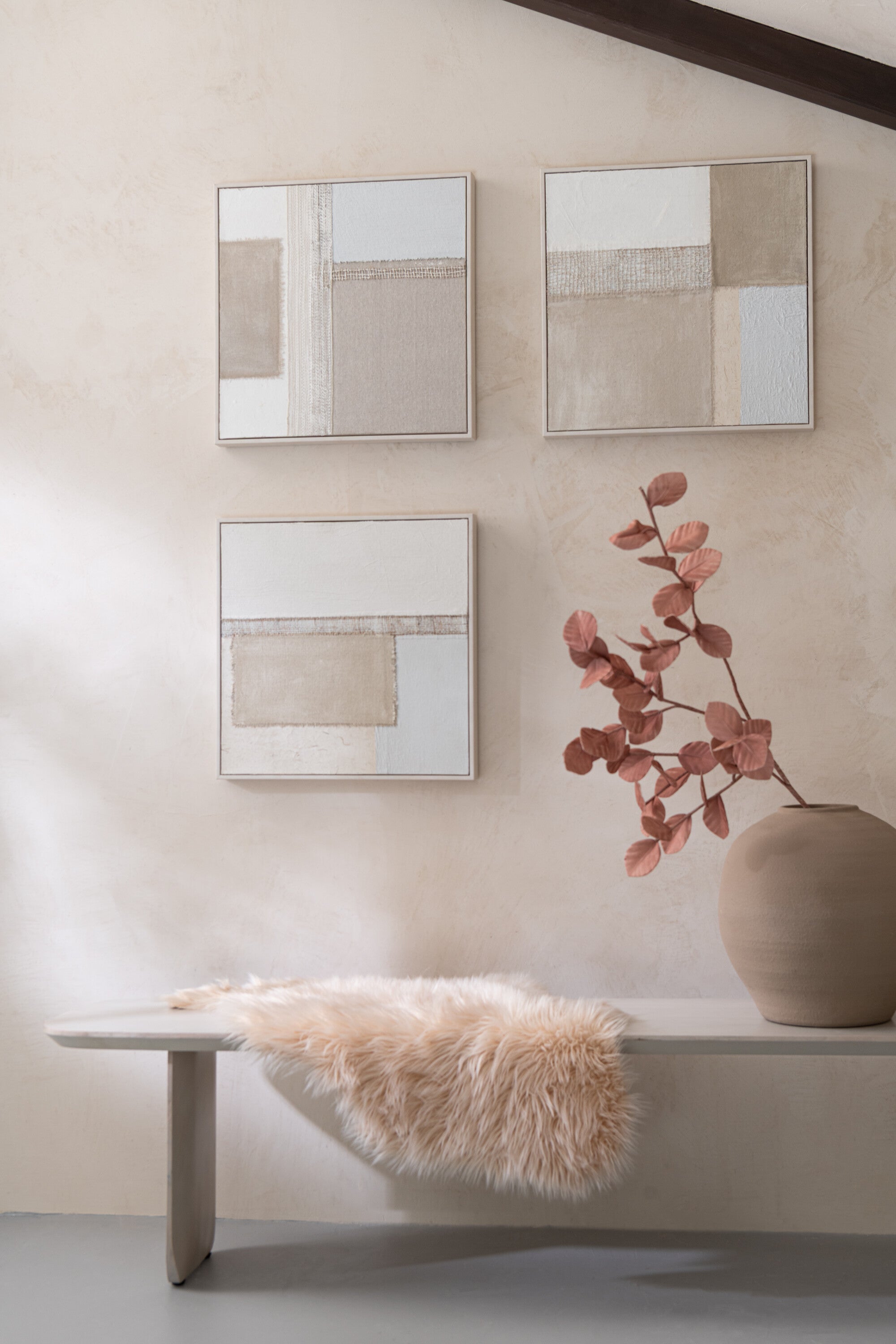 Banc “Lalla” en bois d’acacia blanc cassé - Design moderne, massif et élégant | J-Line