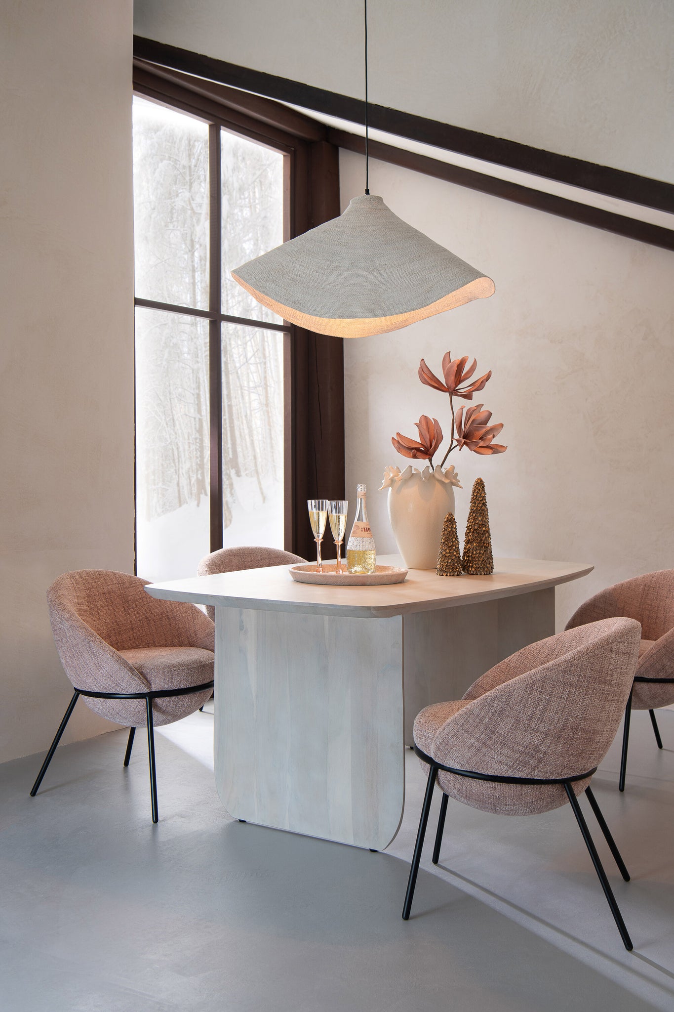 Table à manger "Lalla" en bois d'acacia blanc cassé 190 cm x 100 cm – Élégance intemporelle, bois massif durable | J-Line