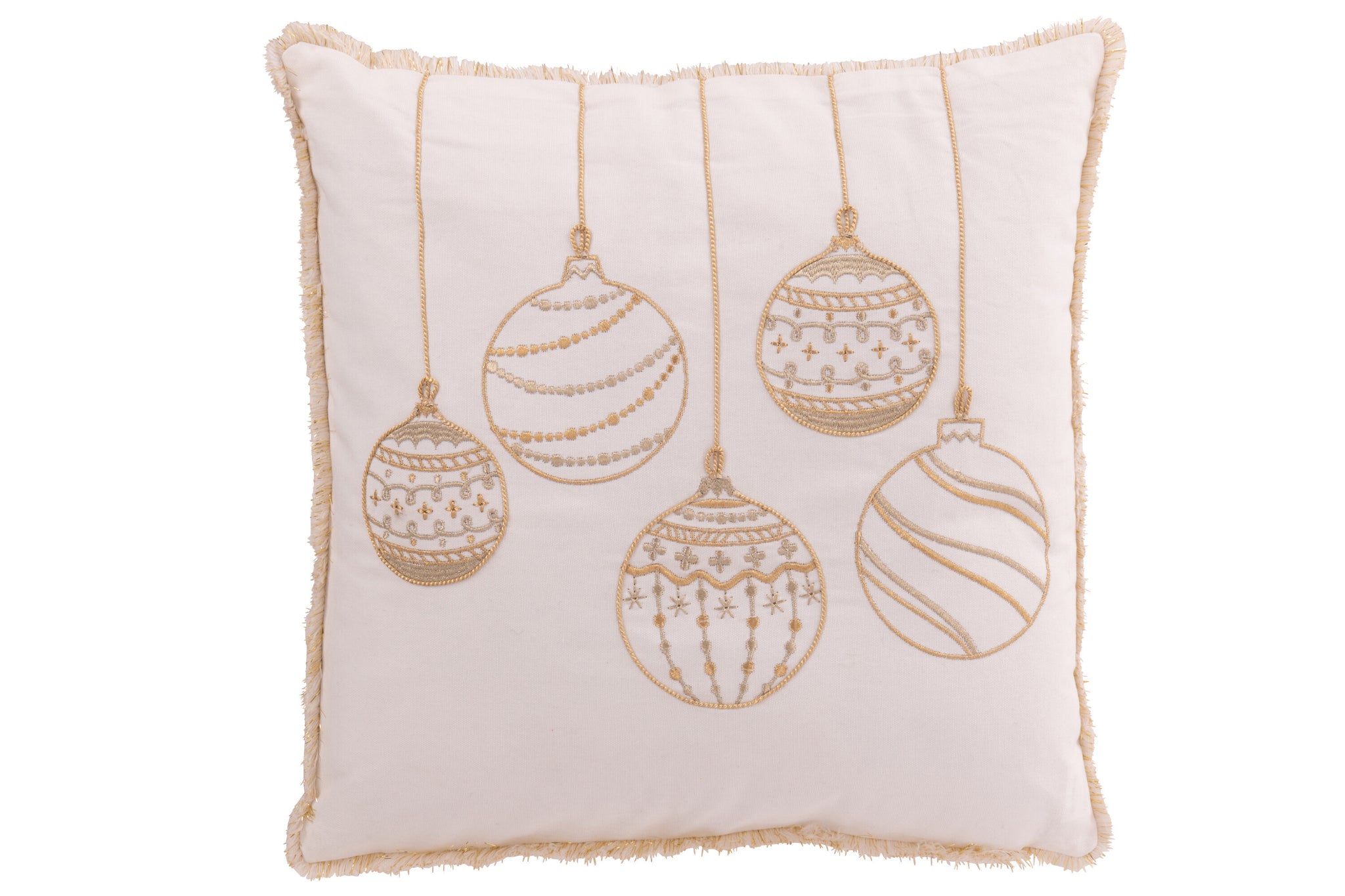 Coussin Noël Boules dorées – Décoration minimaliste, coton premium | J-Line