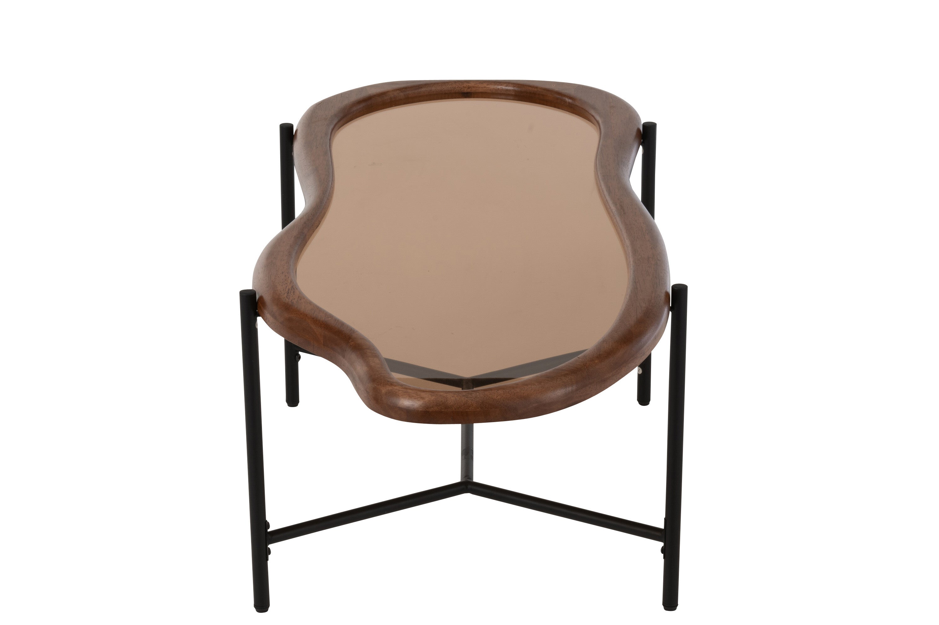 Table basse “Zig” organique en bois et verre – Design moderne, forme organique | J-Line