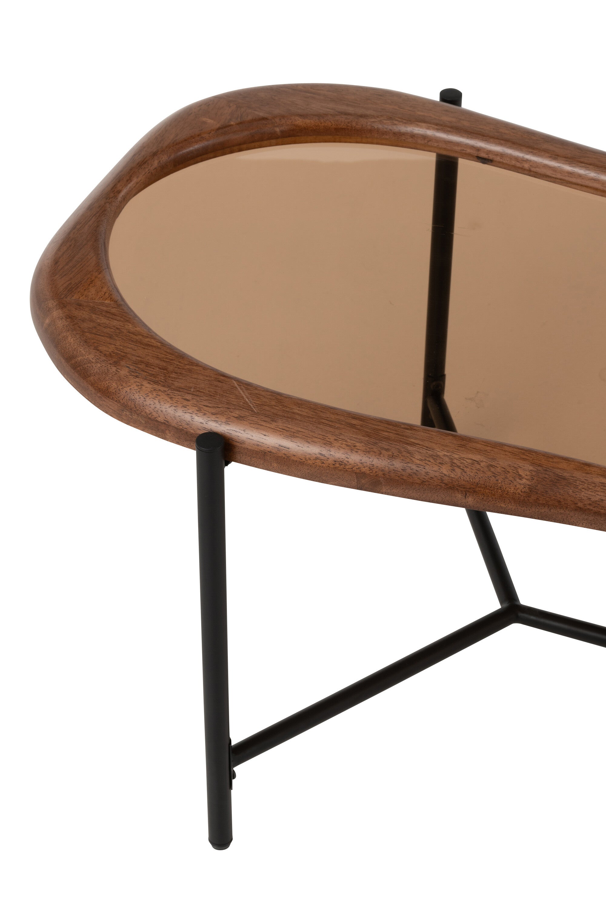 Table basse “Zig” organique en bois et verre – Design moderne, forme organique | J-Line