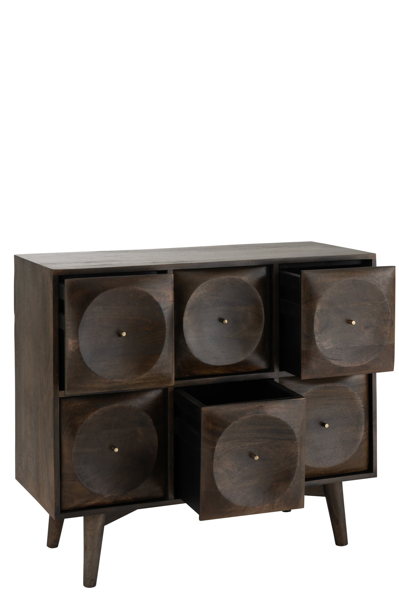 Commode design “Mozambique” en bois manguier foncé – Rangement sculptural, bois massif | J-Line