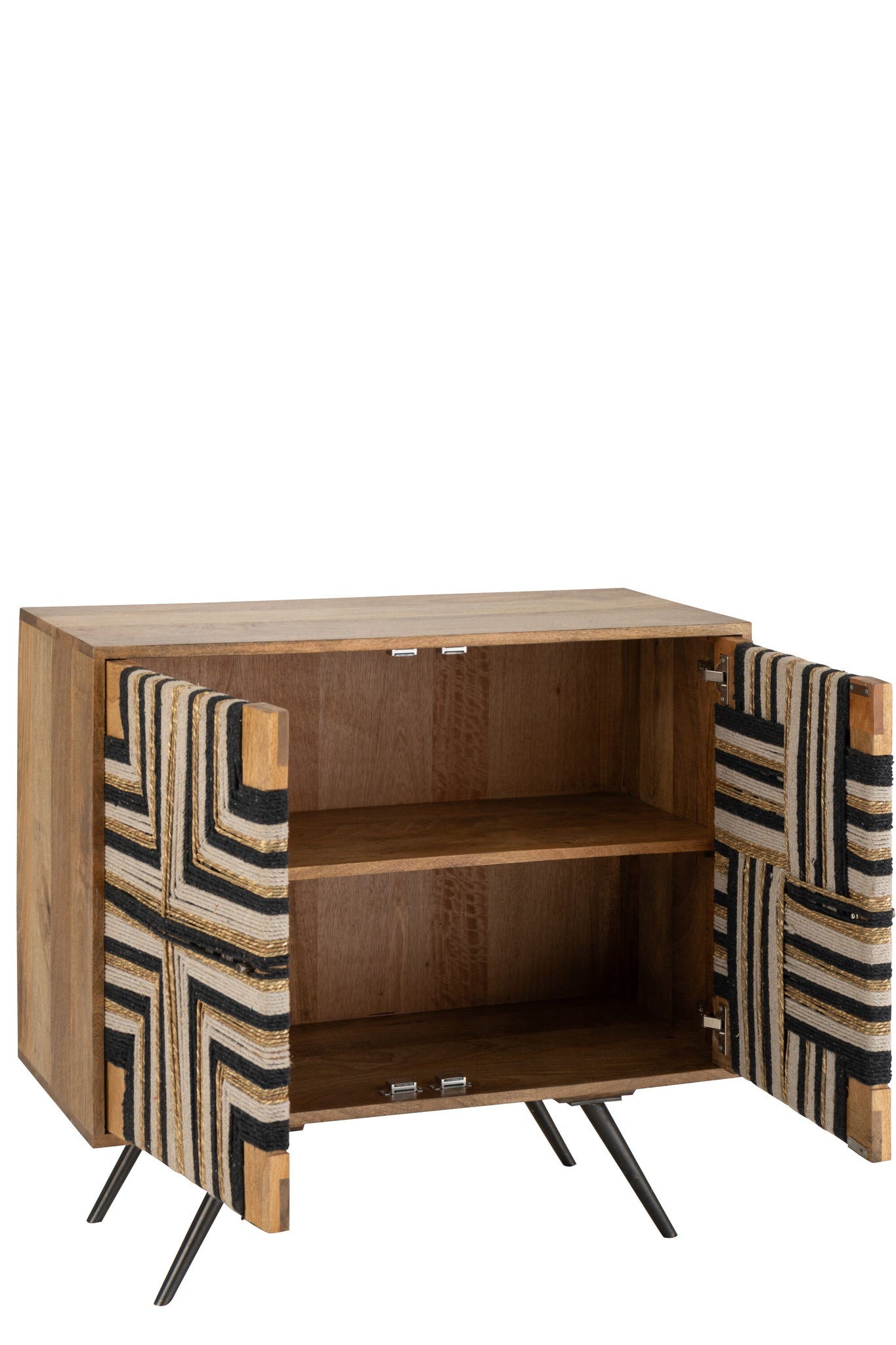Buffet Design "Namibia" en Bois de Manguier et en Fil Tissé  – Motifs Ethniques, Finition Naturelle | J-Line
