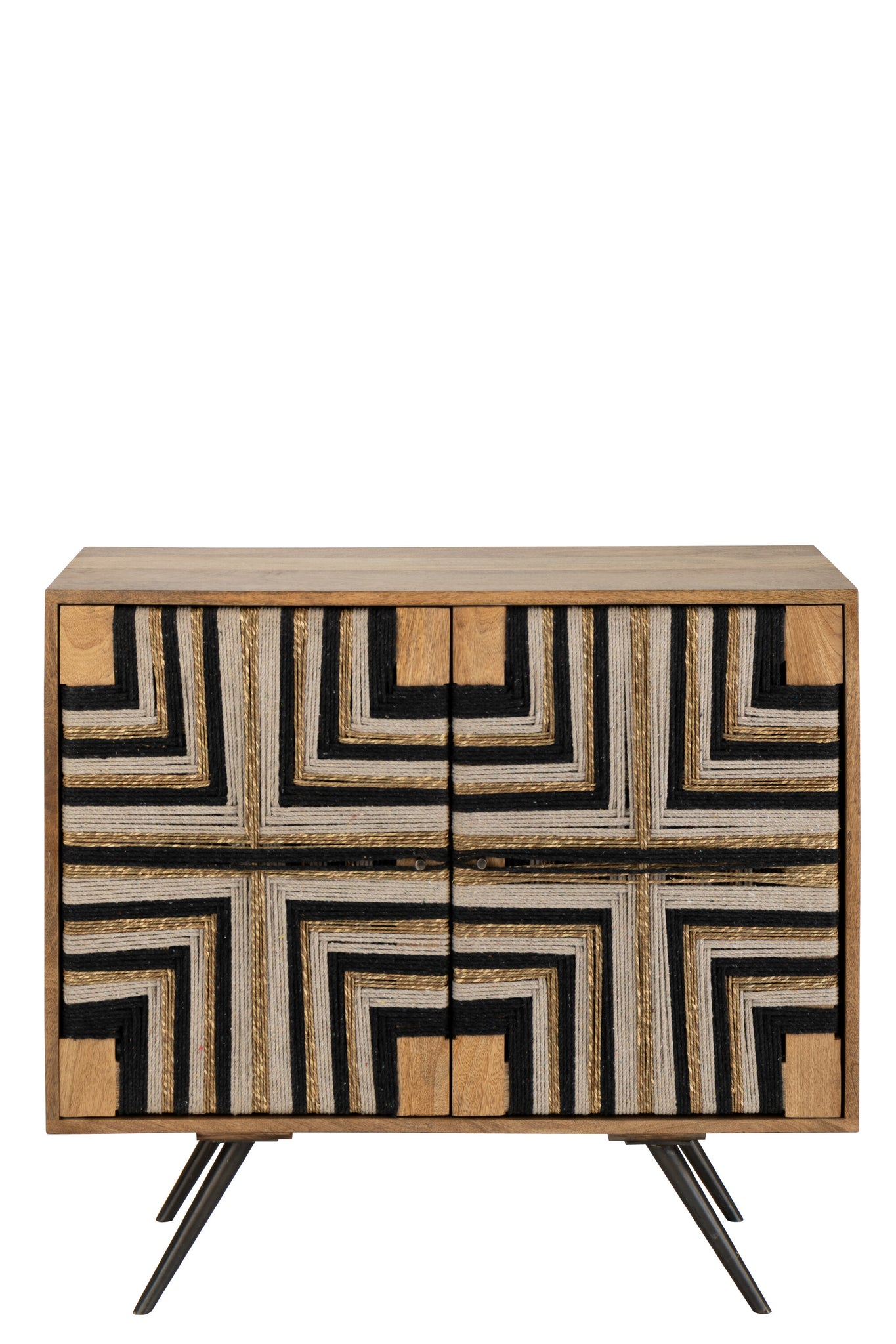 Buffet Design "Namibia" en Bois de Manguier et en Fil Tissé  – Motifs Ethniques, Finition Naturelle | J-Line