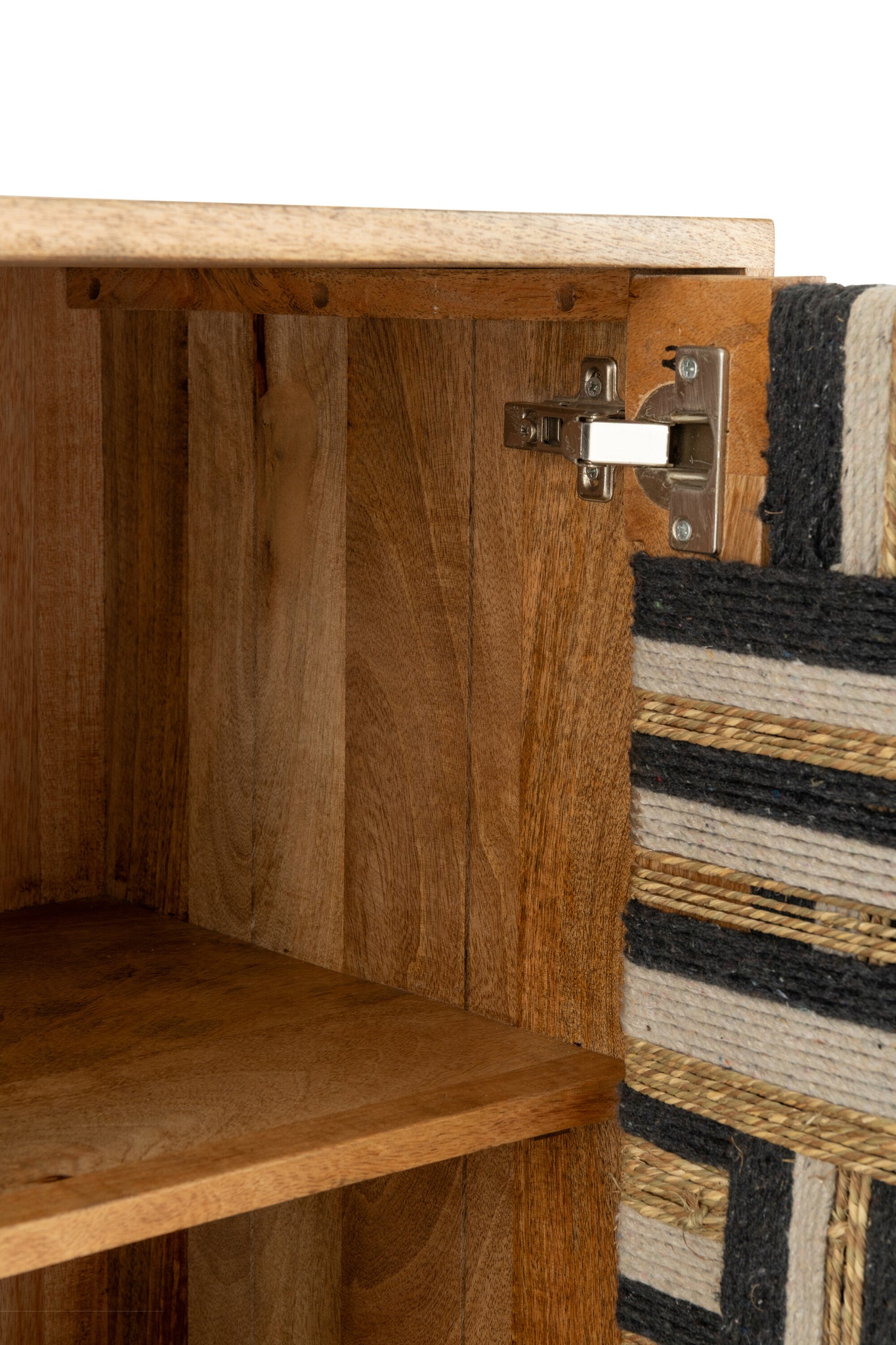 Buffet Design "Namibia" en Bois de Manguier et en Fil Tissé  – Motifs Ethniques, Finition Naturelle | J-Line