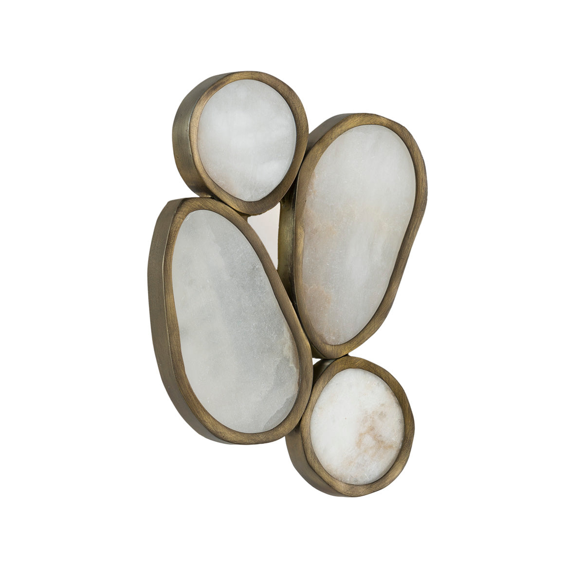 SUR DEVIS - Applique 17x12x21 Albâtre/Métal -- Blanc/Laiton vieilli - Club Pelita