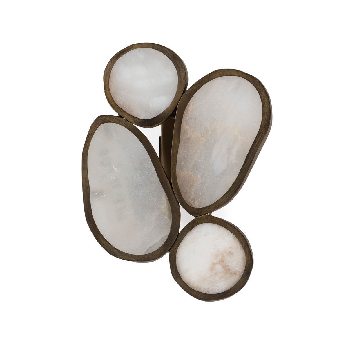 SUR DEVIS - Applique 17x12x21 Albâtre/Métal -- Blanc/Laiton vieilli - Club Pelita