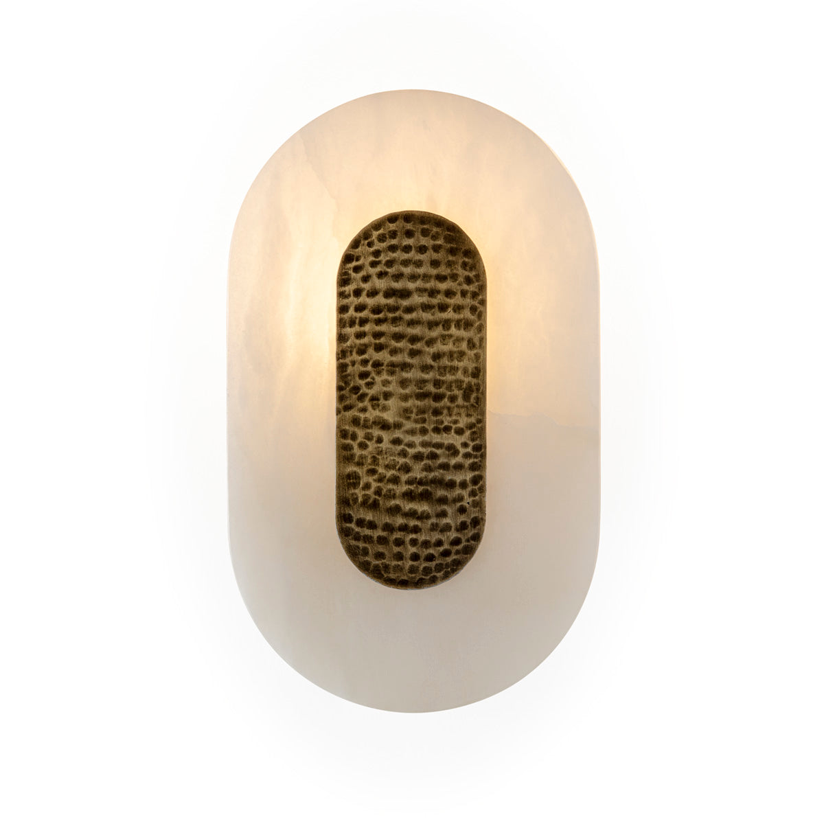 SUR DEVIS - Applique 15x13x25 Albâtre/Métal -- Blanc/Laiton vieilli - Club Pelita