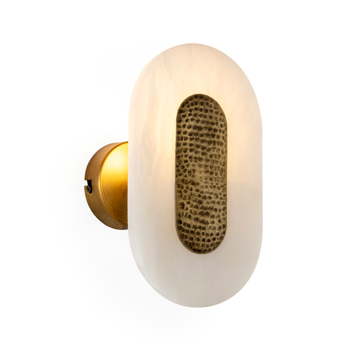 SUR DEVIS - Applique 15x13x25 Albâtre/Métal -- Blanc/Laiton vieilli - Club Pelita