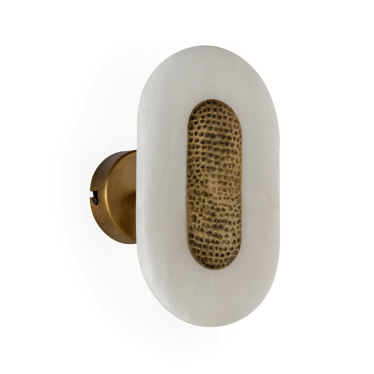 SUR DEVIS - Applique 15x13x25 Albâtre/Métal -- Blanc/Laiton vieilli - Club Pelita