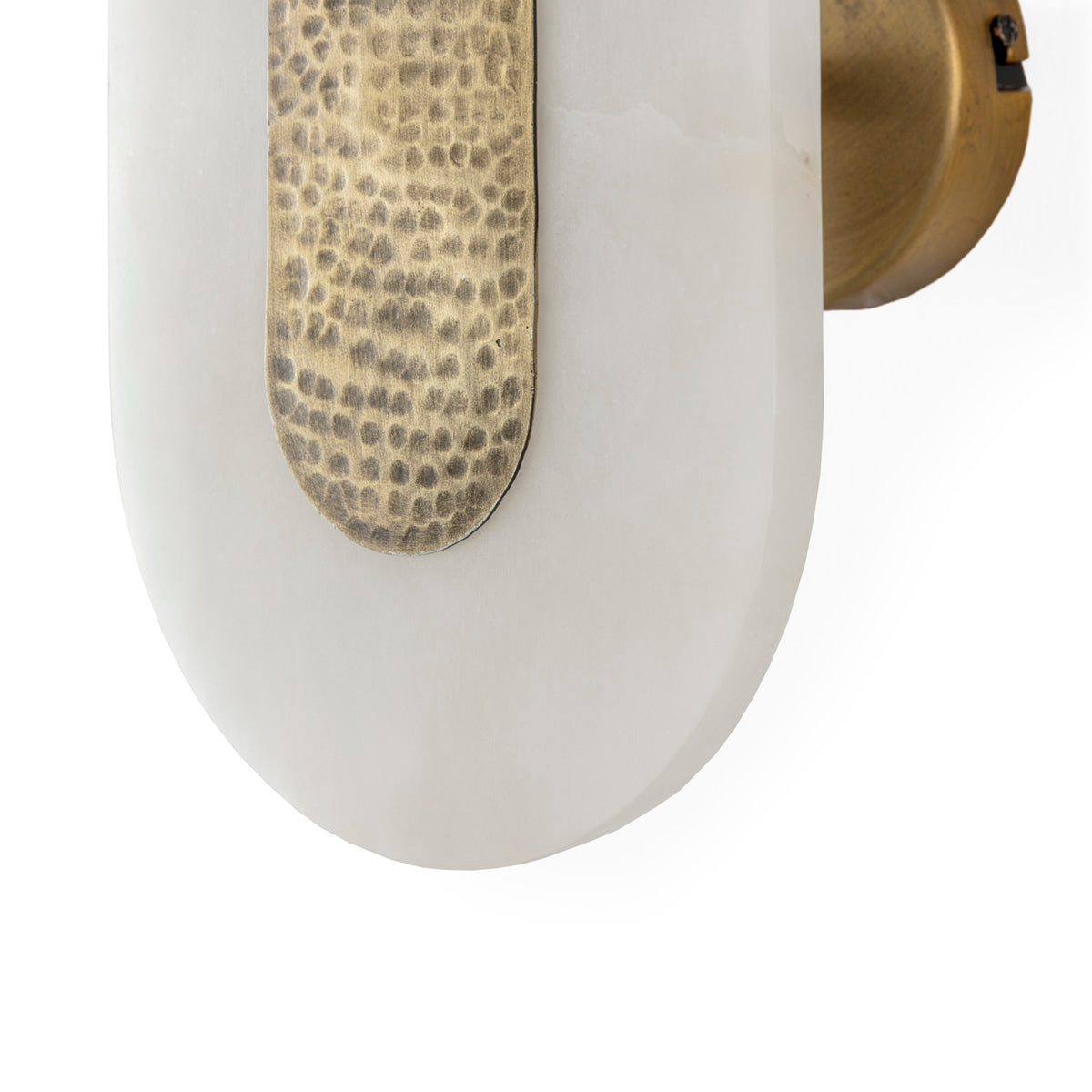 SUR DEVIS - Applique 15x13x25 Albâtre/Métal -- Blanc/Laiton vieilli - Club Pelita