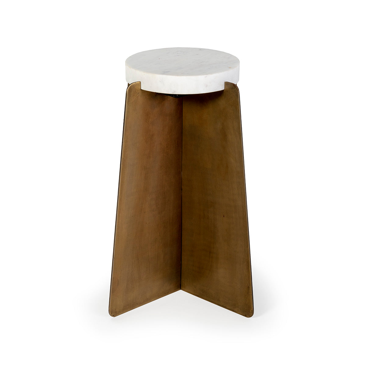 SUR DEVIS - Table d'appoint 45x45x57 Métal/Marbre Doré Antique/Blanc - Club Pelita
