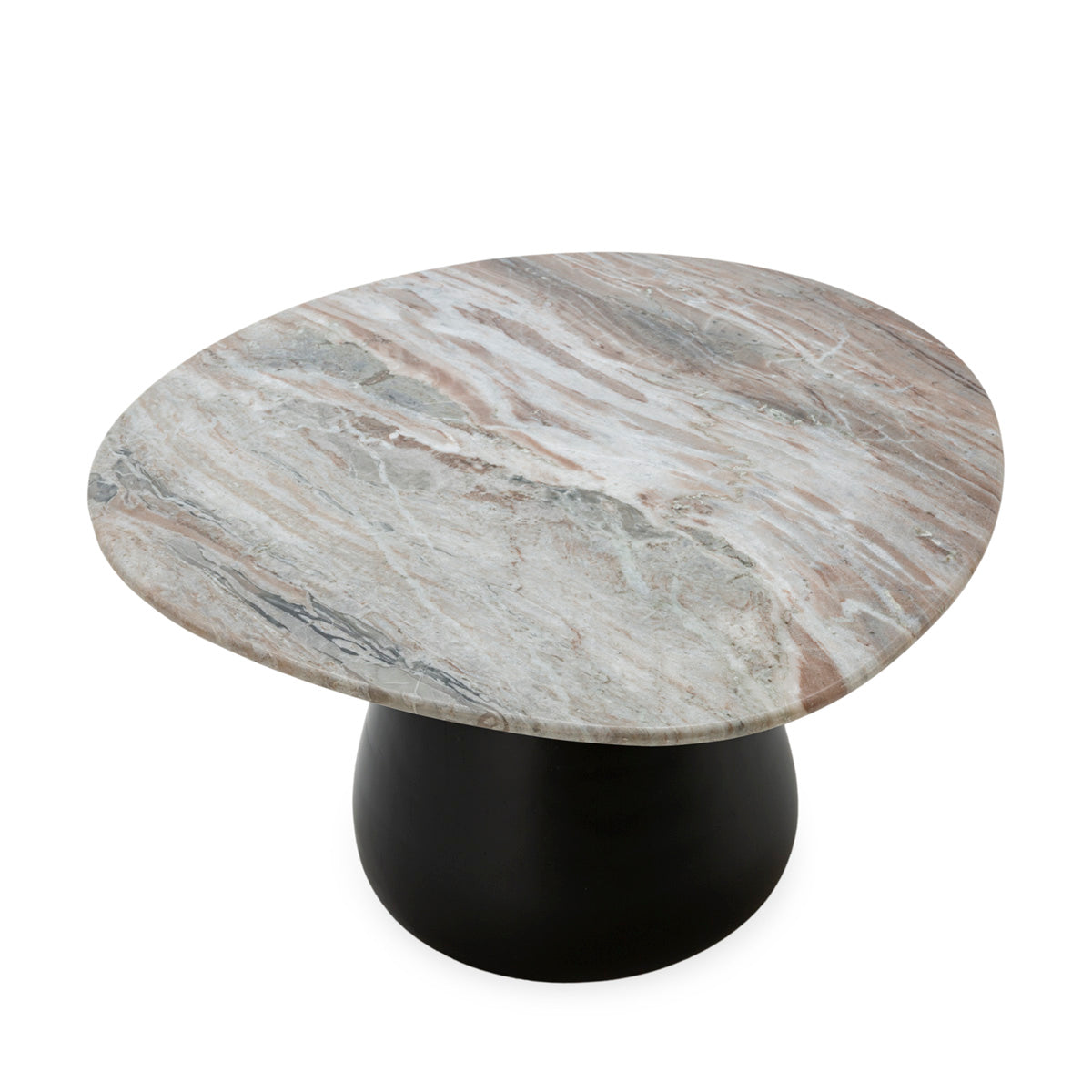 SUR DEVIS - Table à café 76,2x81,28x41,91 Marbre/Bois de manguier -- Gris/Noir - Club Pelita