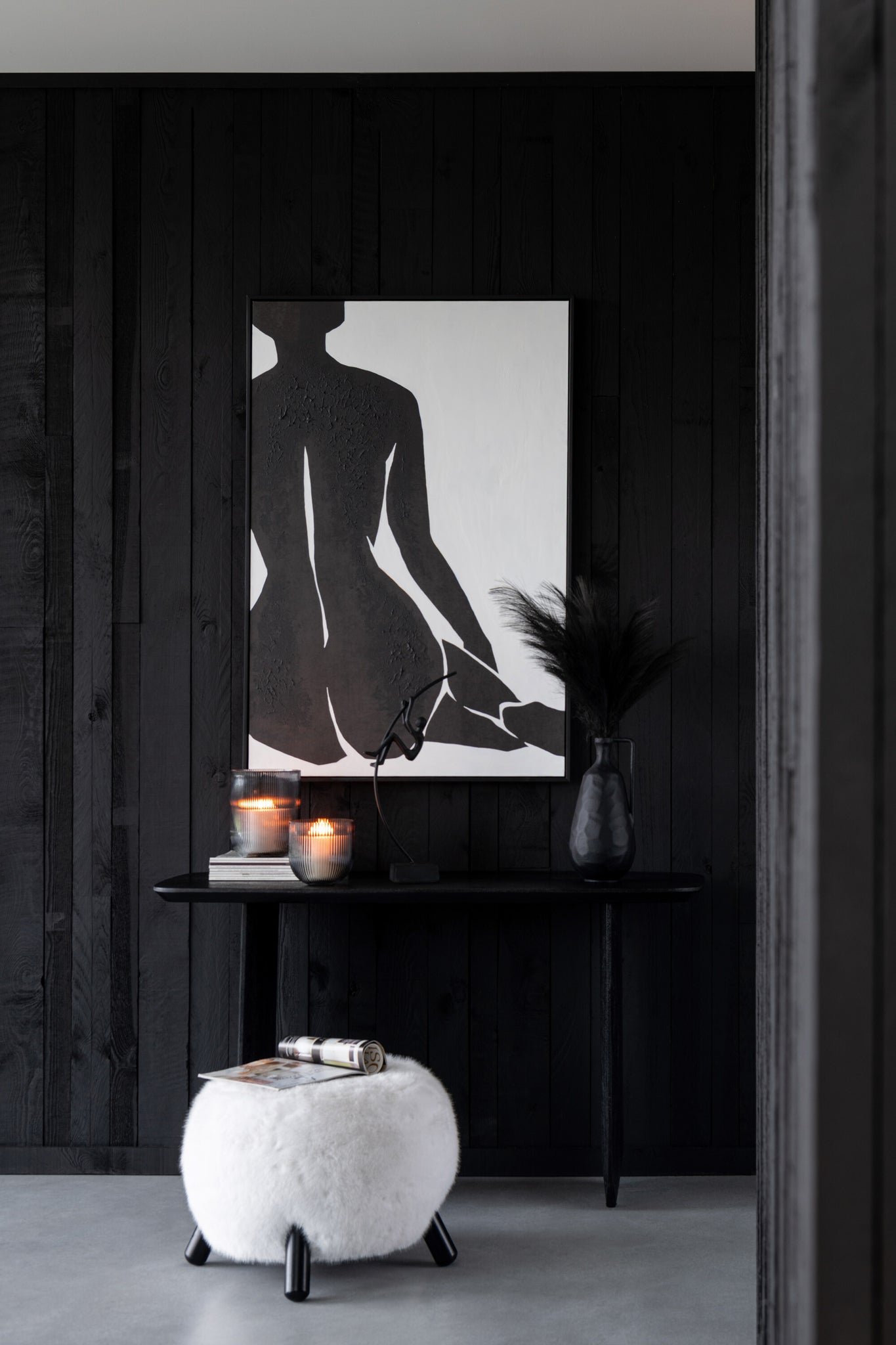 Console "Lalla" en bois d’acacia noir - Design minimaliste, bois massif | J-Line