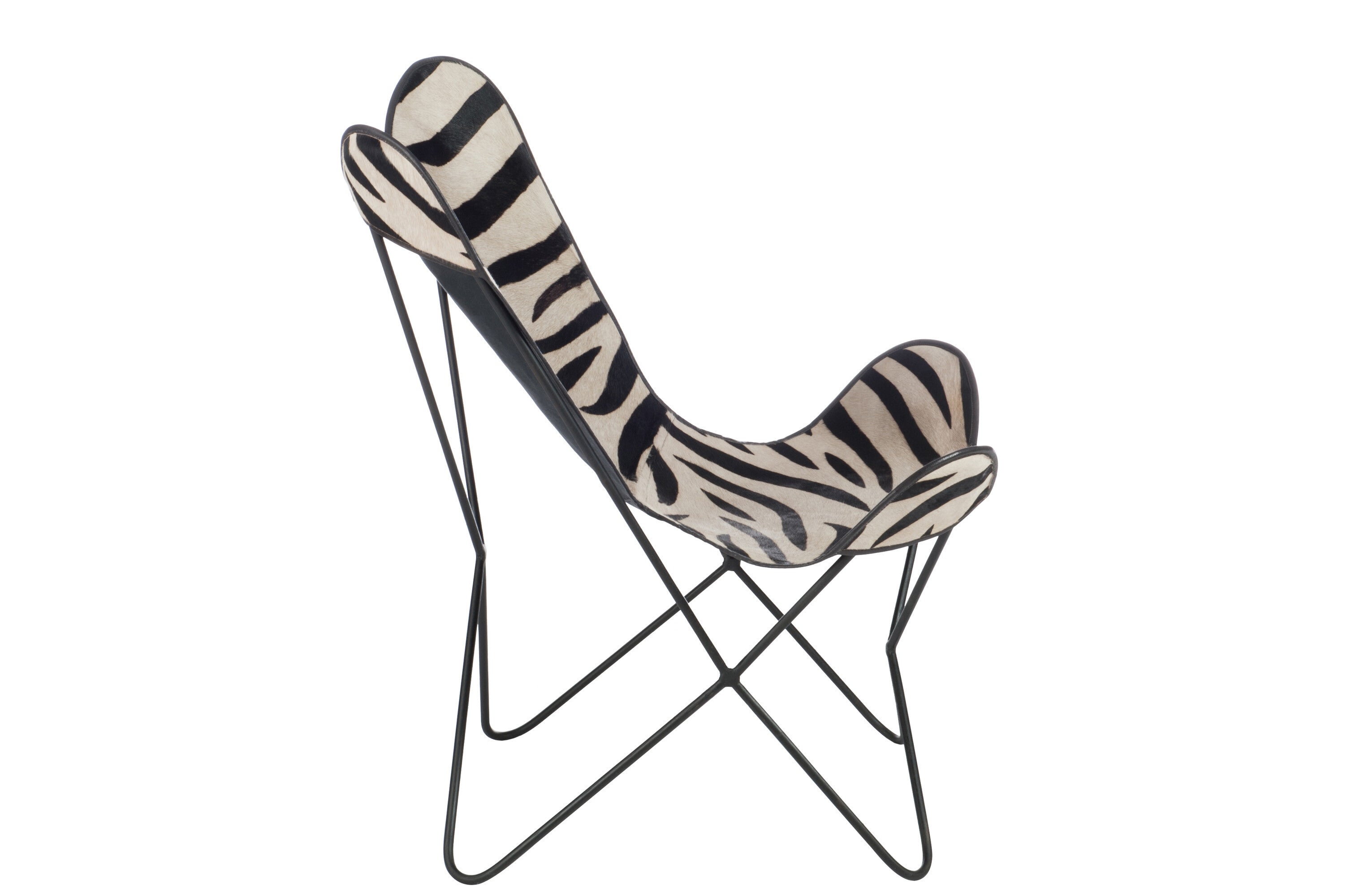 Chaise papillon "Zebre" en cuir