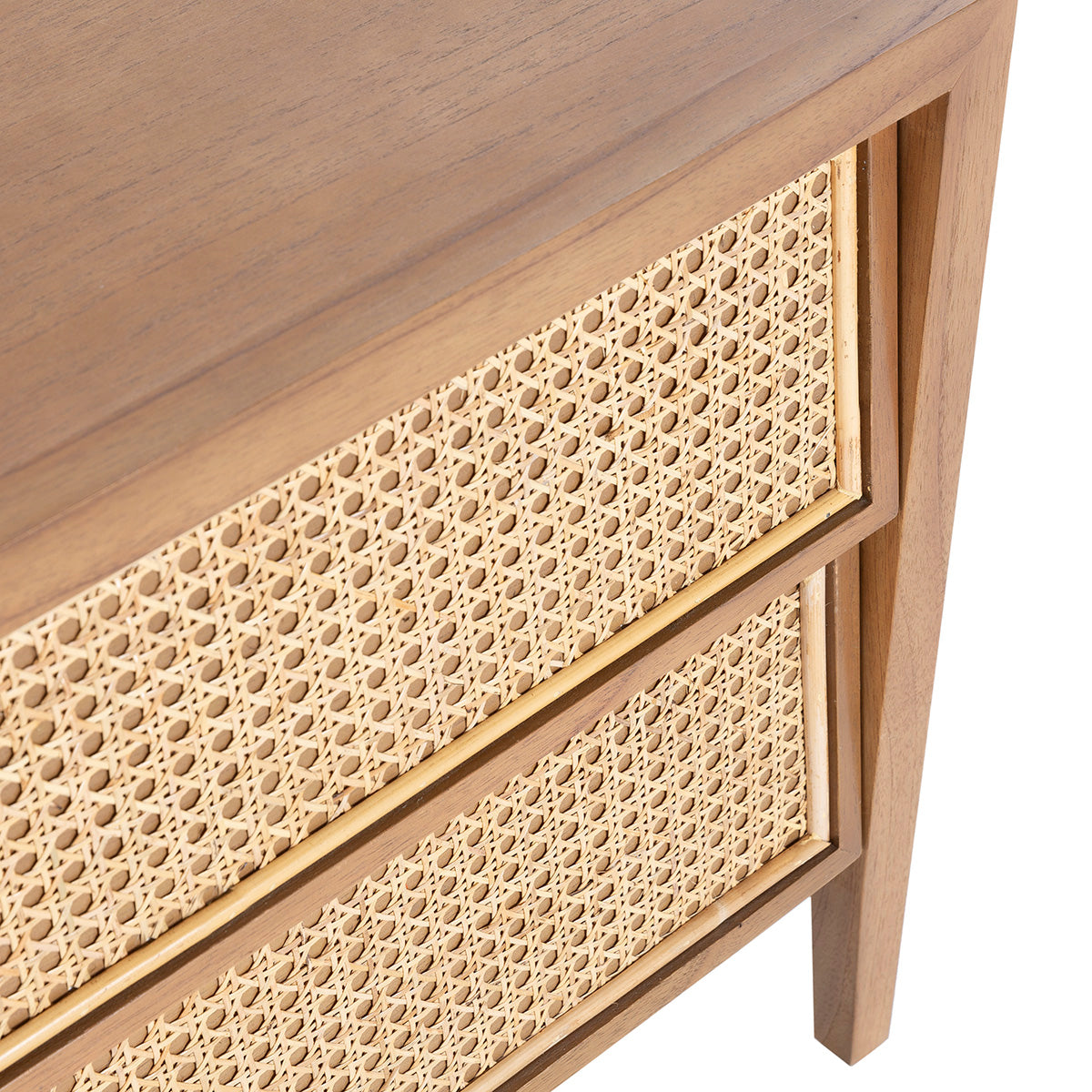 SUR DEVIS - Table de chevet 50x40x51 Bois de cèdre/Rotin -- Naturel -- Club Pelita