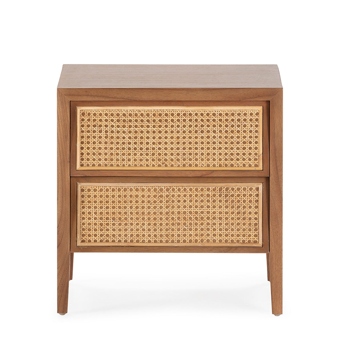 SUR DEVIS - Table de chevet 50x40x51 Bois de cèdre/Rotin -- Naturel -- Club Pelita