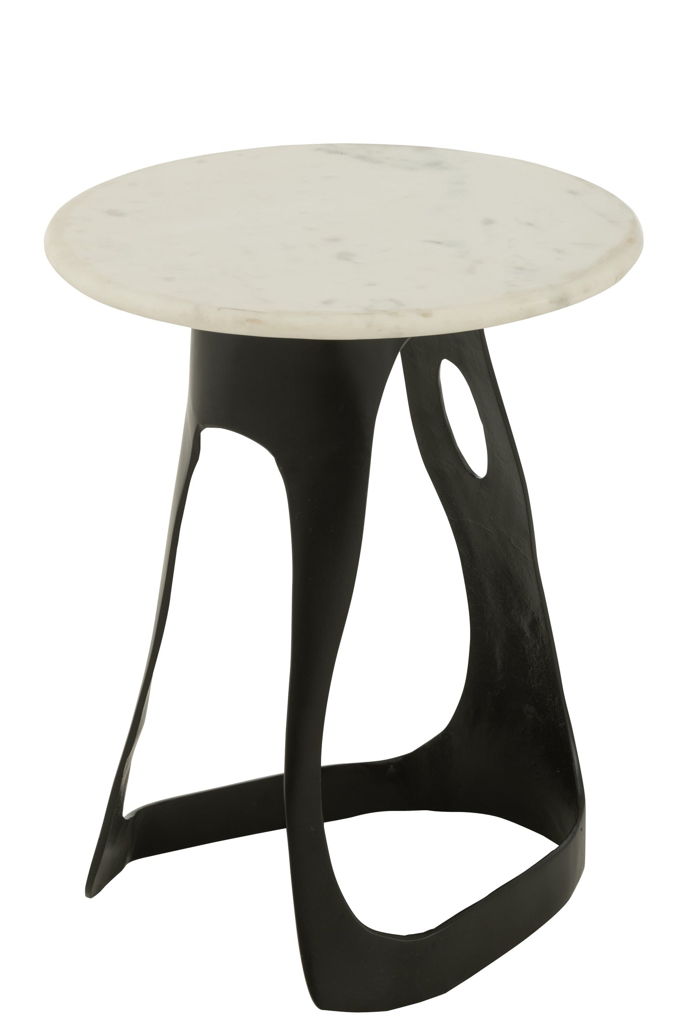 Table d’appoint "Carla" grande - Pierre Naturelle Blanche, Piètement Aluminium Sculptural | J-Line
