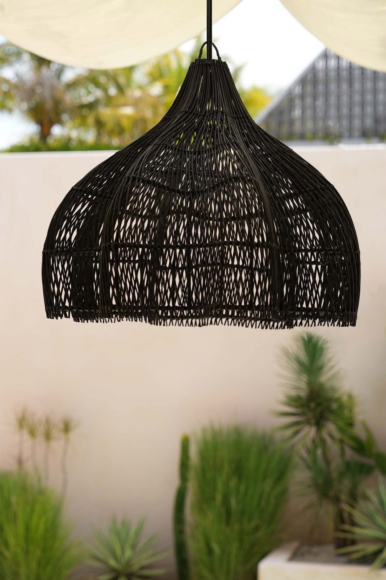 Abat-jour Whipped en rotin - Noir - M - Bazar Bizar