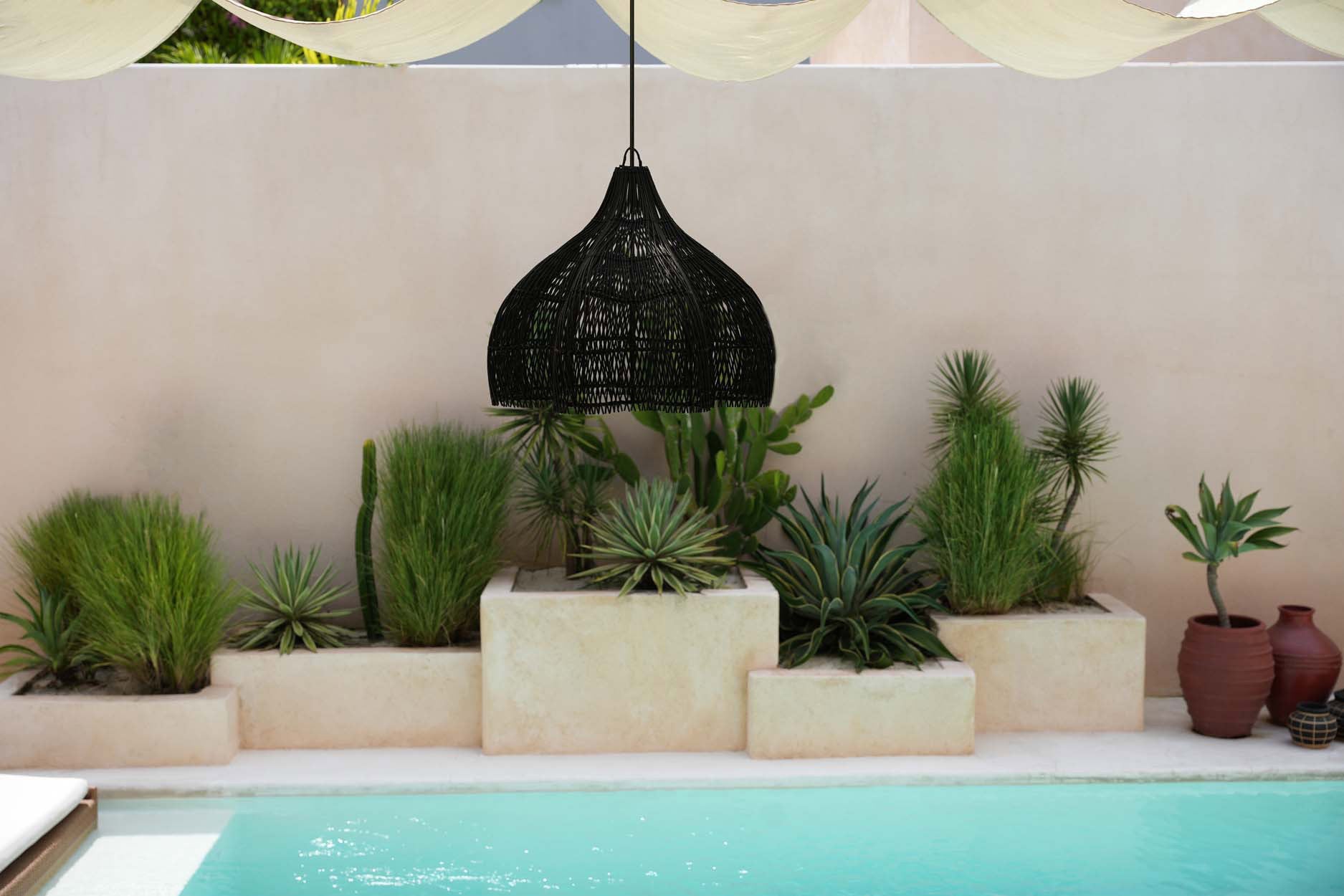 Abat-jour Whipped en rotin - Noir - M - Bazar Bizar
