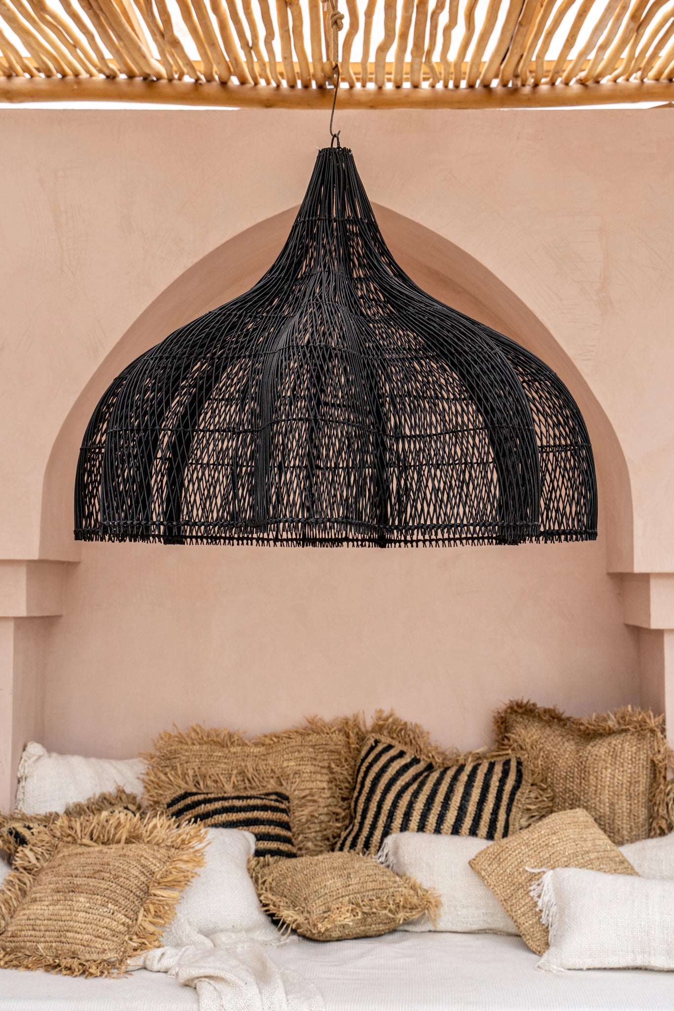 Abat-jour Whipped en rotin - Noir - XL - Bazar Bizar