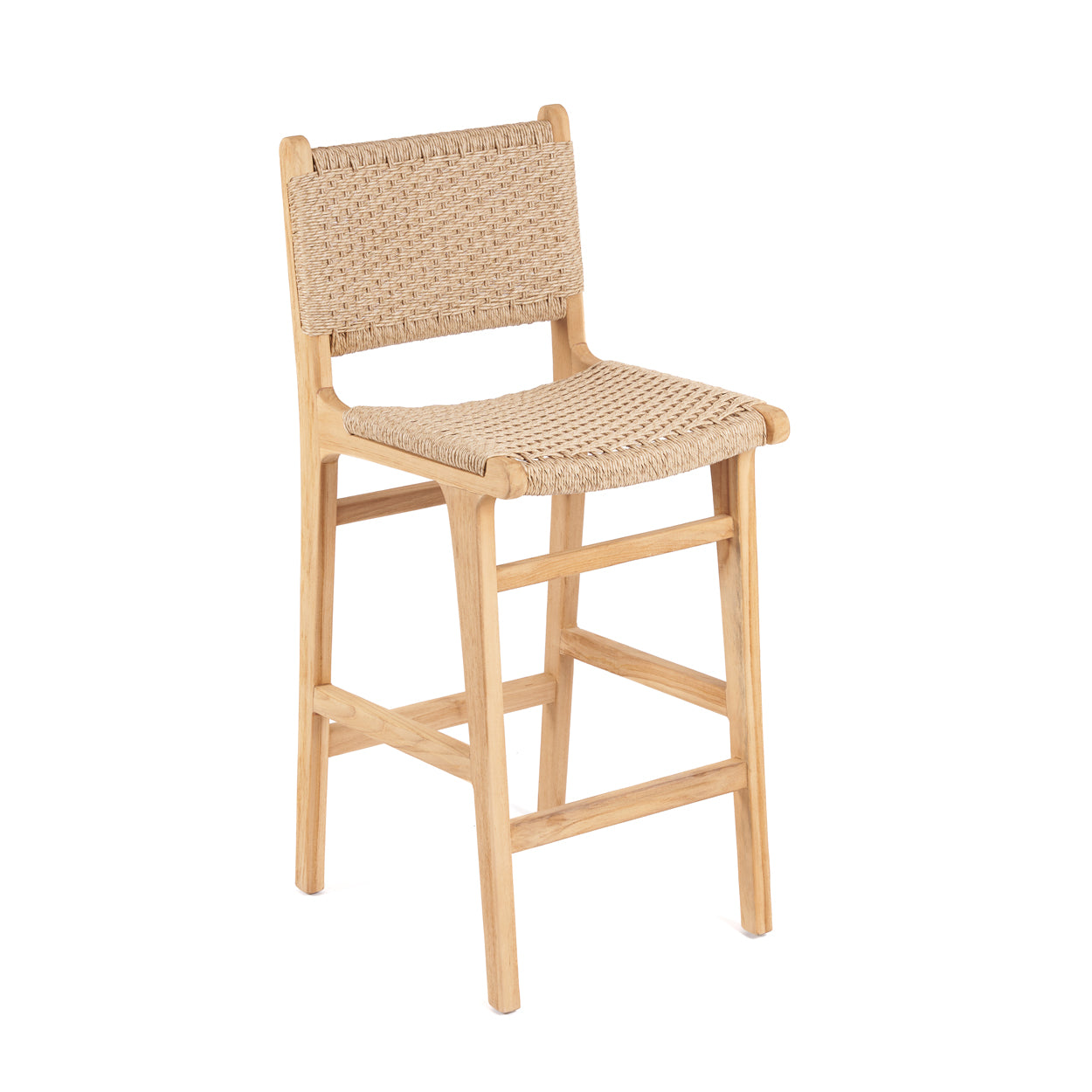 Tabouret de bar Meno - Teck et Corde - Bazar Bizar