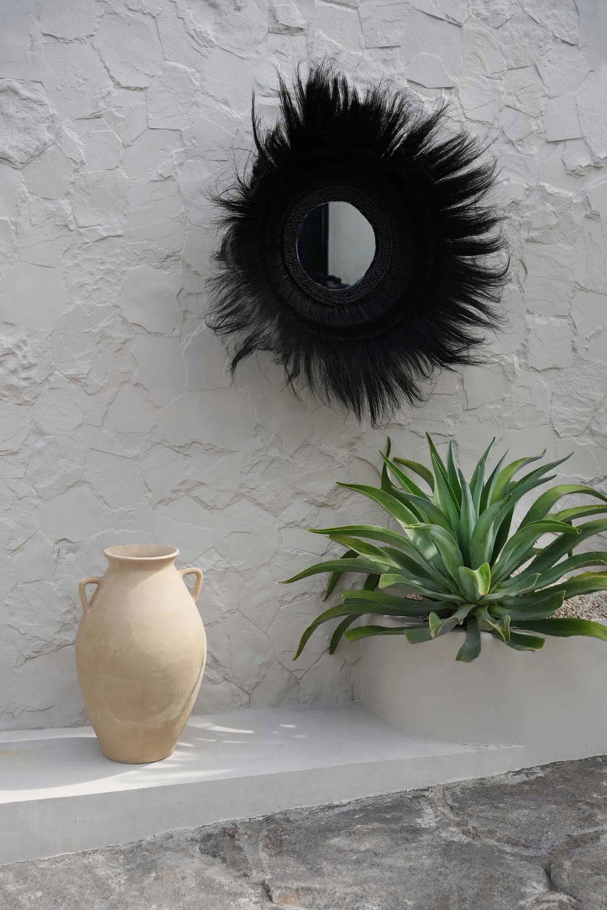 Miroir mural Sunken Forest en herbe naturel - Noir - Bazar Bizar