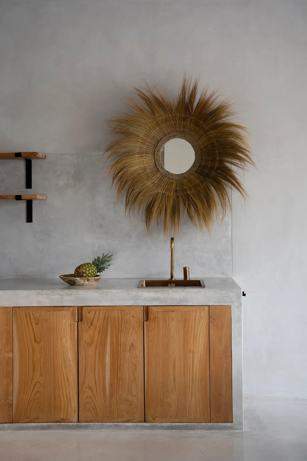 Miroir mural Sunken Forest en herbe naturel - Naturel - Bazar Bizar