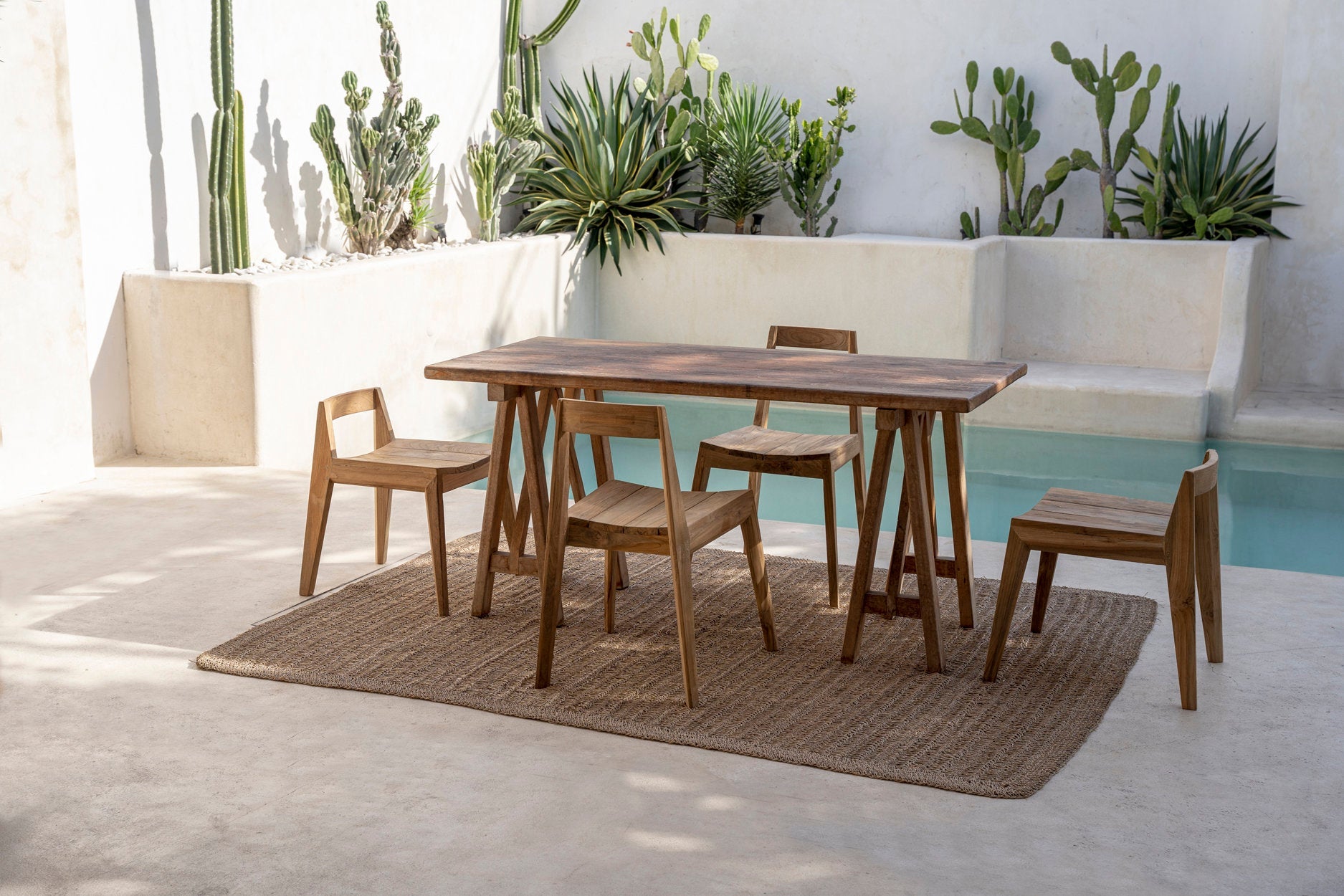 Chaise de salle à manger Paxi en teck recyclé - Extérieur - Bazar Bizar
