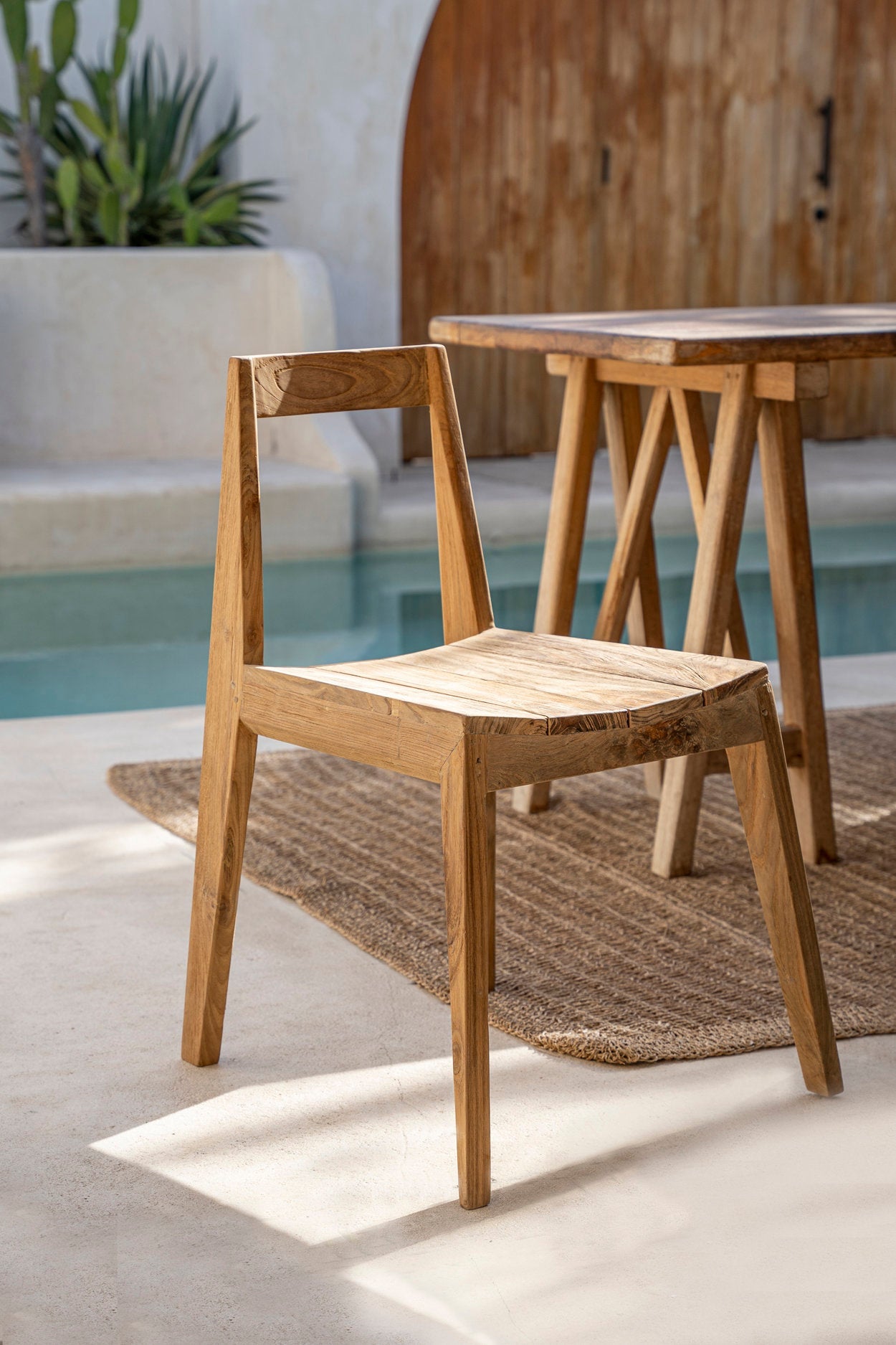 Chaise de salle à manger Paxi en teck recyclé - Extérieur - Bazar Bizar