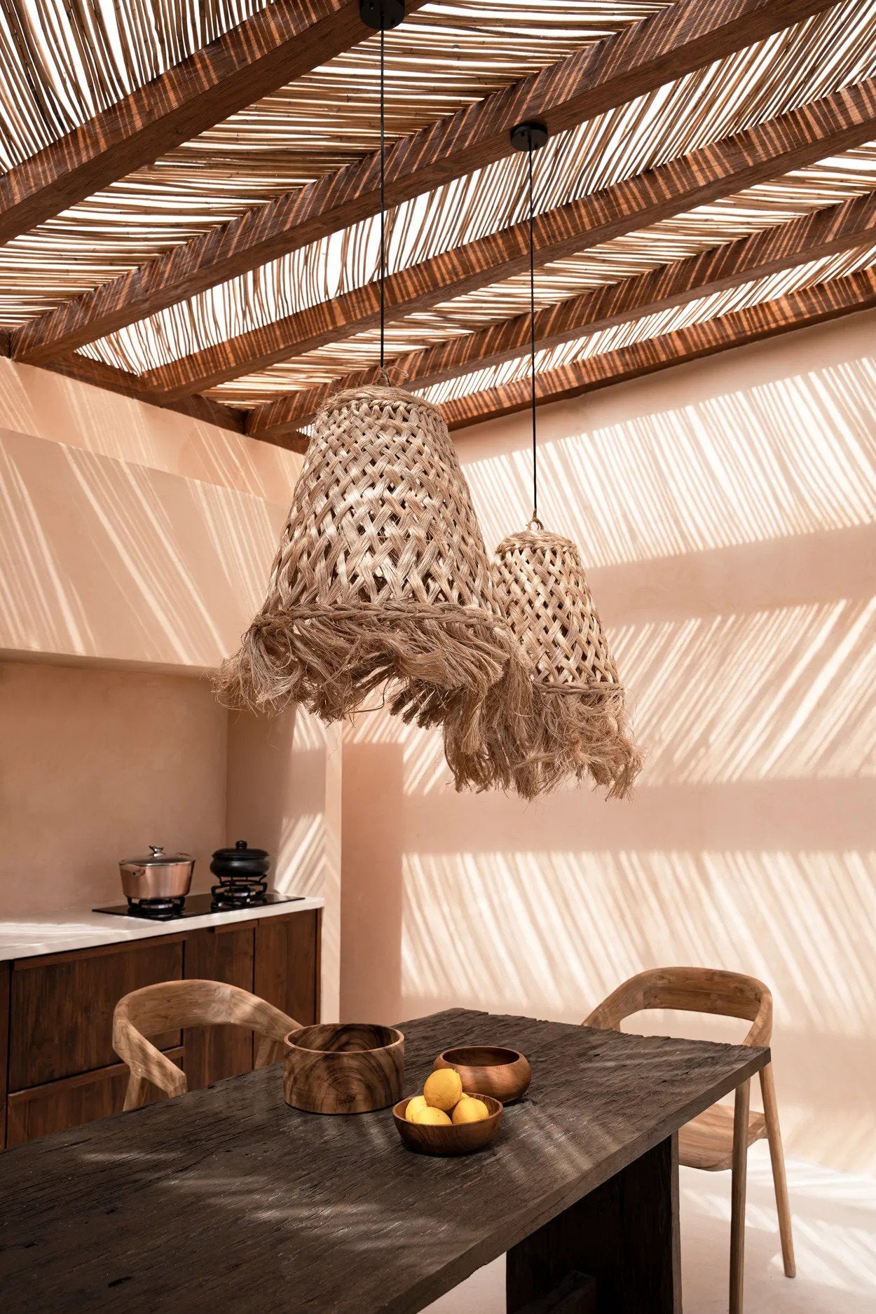 Abat-jour Jelly Fish en herbe abaca - Naturel - M - Bazar Bizar