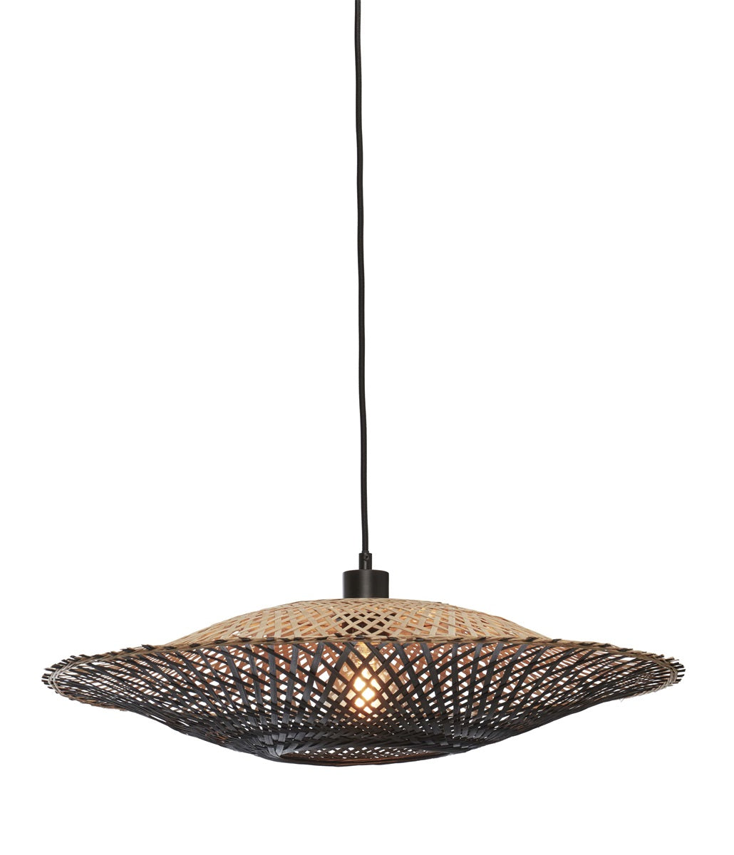 Suspension luminaire Kalimantan en bambou naturel et noir - taille M