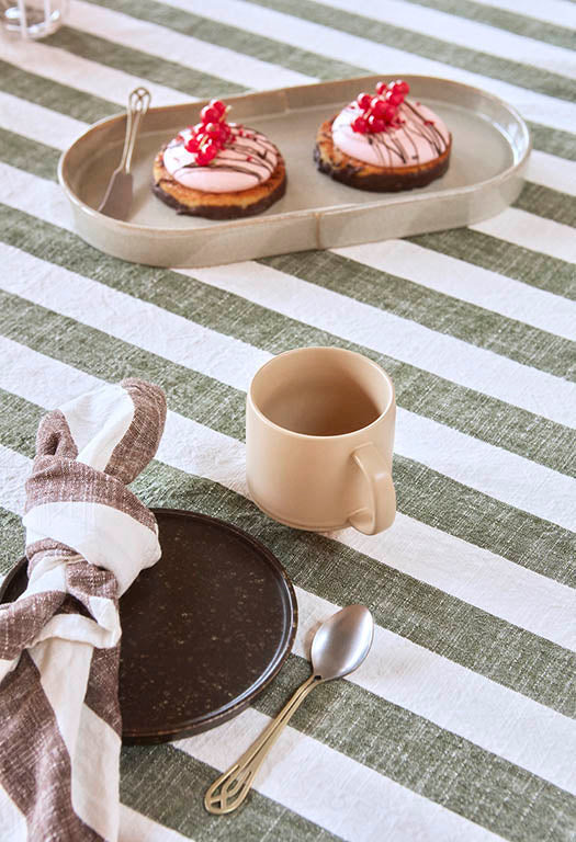 Nappe à rayures bleu 260X140 cm - Coton Organique, Design Danois | Oyoy Living