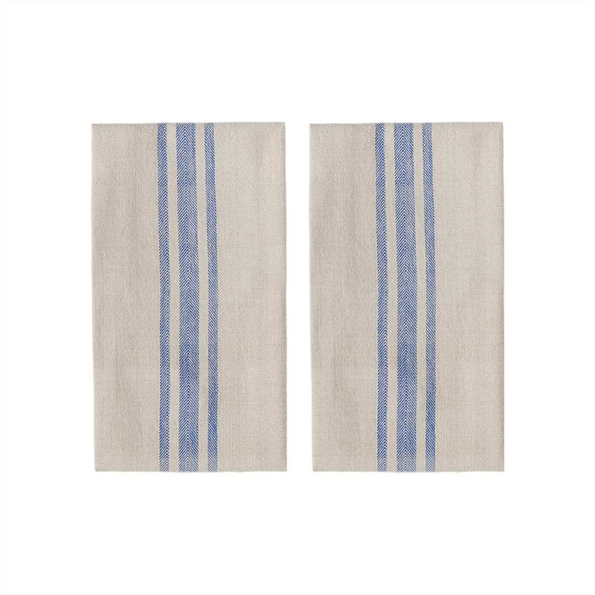 Torchon Linu rayures bleu – Lot de 2, 100% coton organique | Oyoy Living