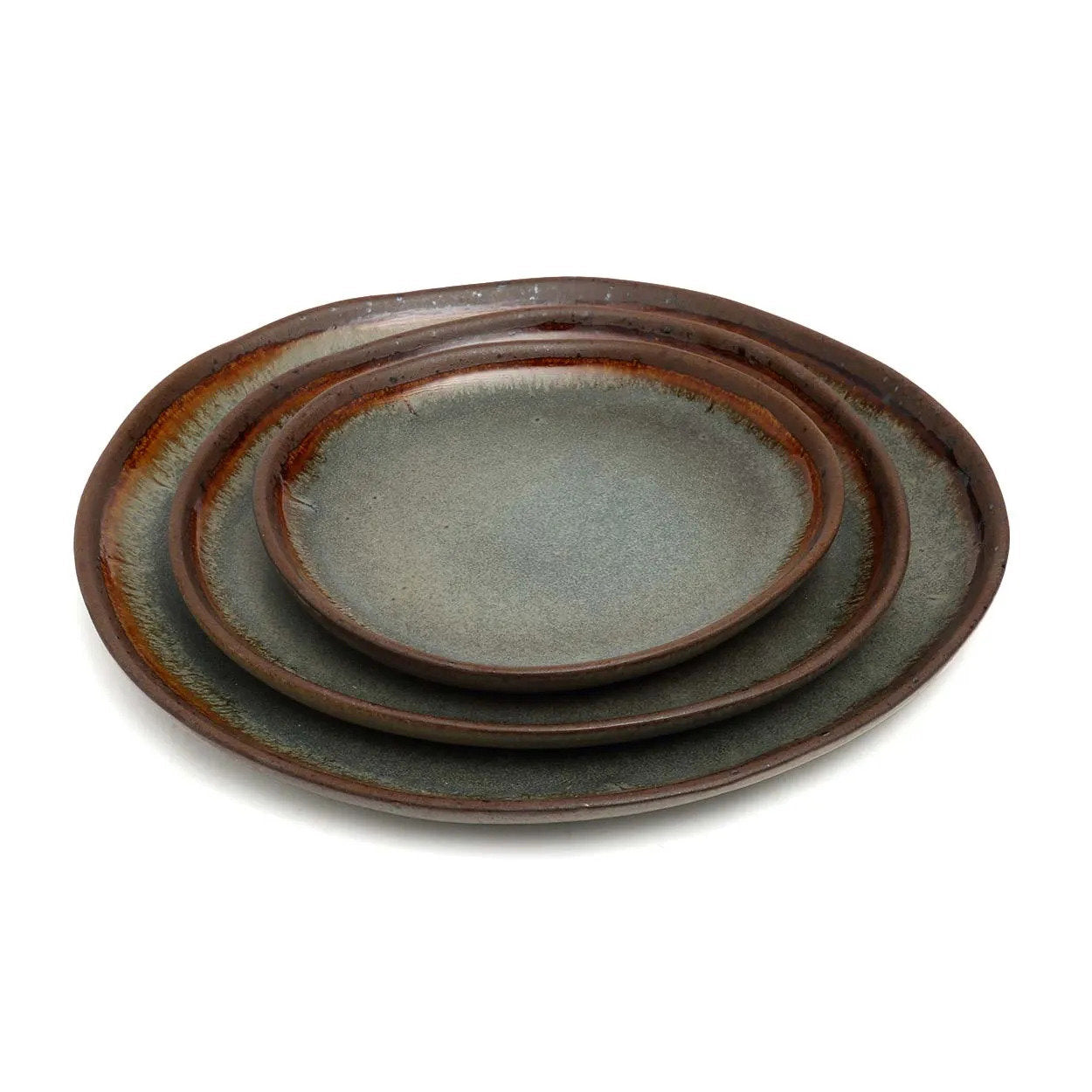 Assiette plate "Côa" grande taille - Lot de 4, Design organique en céramique portugaise | Bazar Bizar