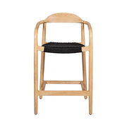 Tabouret de bar Anam en bois d'eucalyptus et corde noir