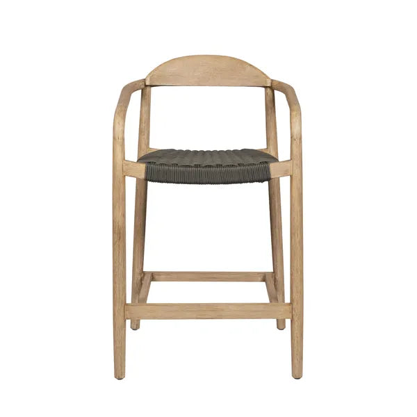 Tabouret de bar Anam en bois d'eucalyptus et corde kaki